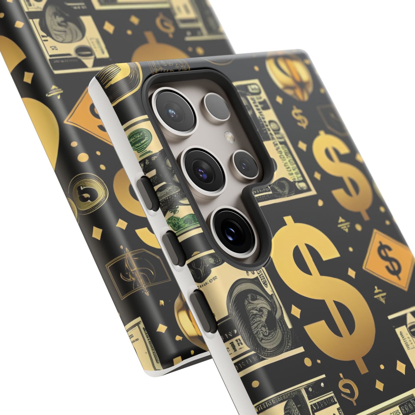 Phone Cases - Gold and Black Dollar Pattern for Luxury Streetwear Enthusiasts