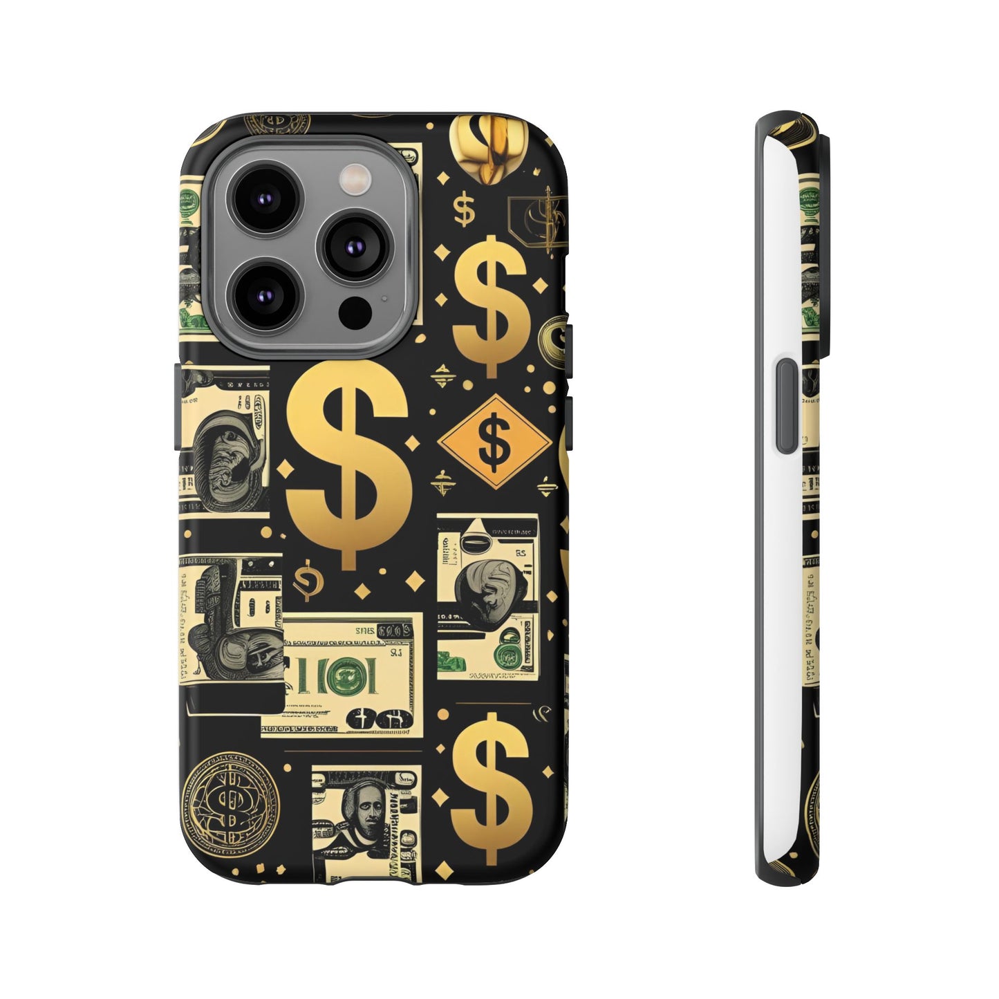 Phone Cases - Gold and Black Dollar Pattern for Luxury Streetwear Enthusiasts