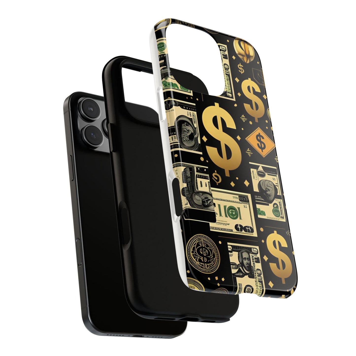 Phone Cases - Gold and Black Dollar Pattern for Luxury Streetwear Enthusiasts
