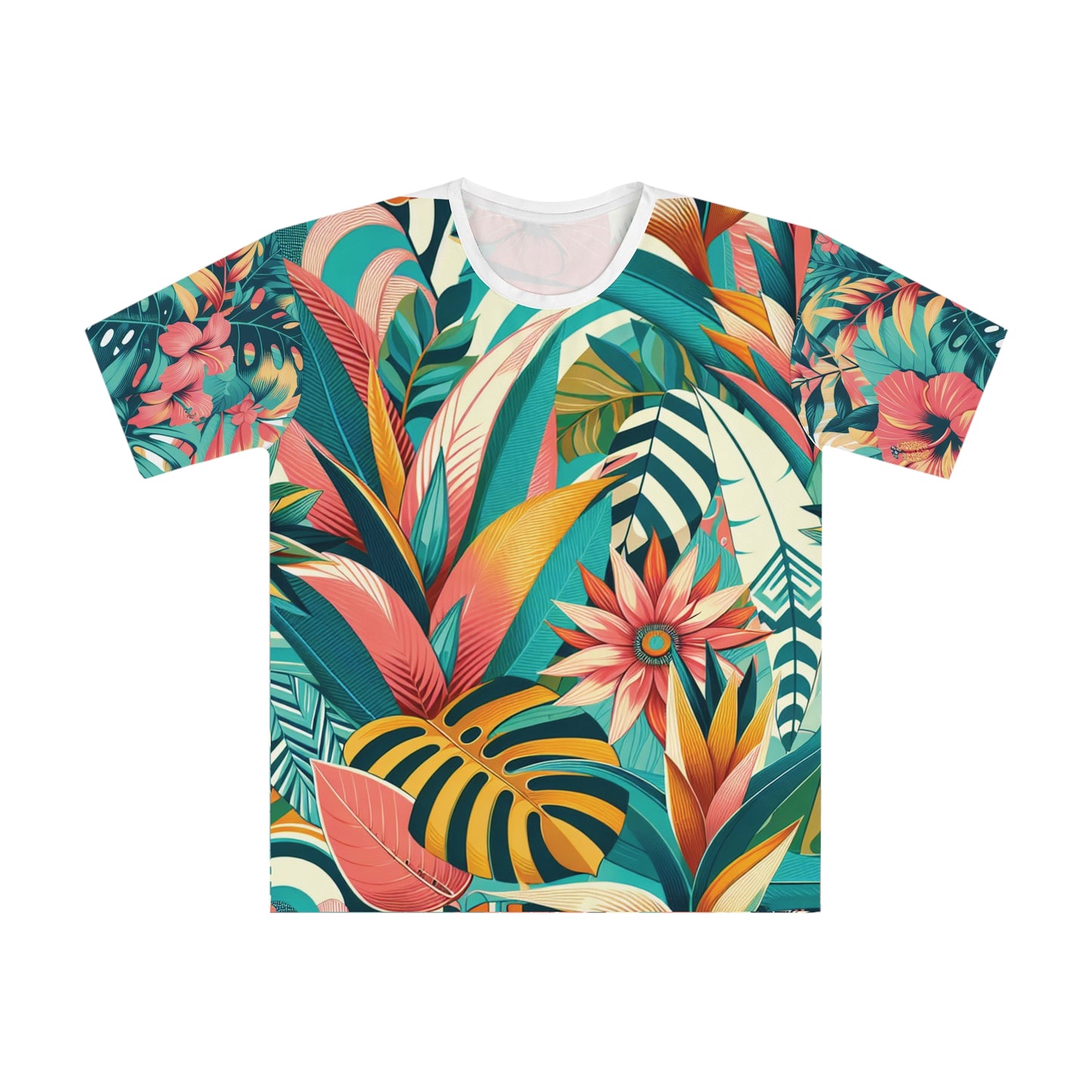 Tropical Paradise Men's Loose T-shirt, Summer Casual Tee, Beachwear, Vacation Shirt, Eco-friendly Fashion, Floral Print