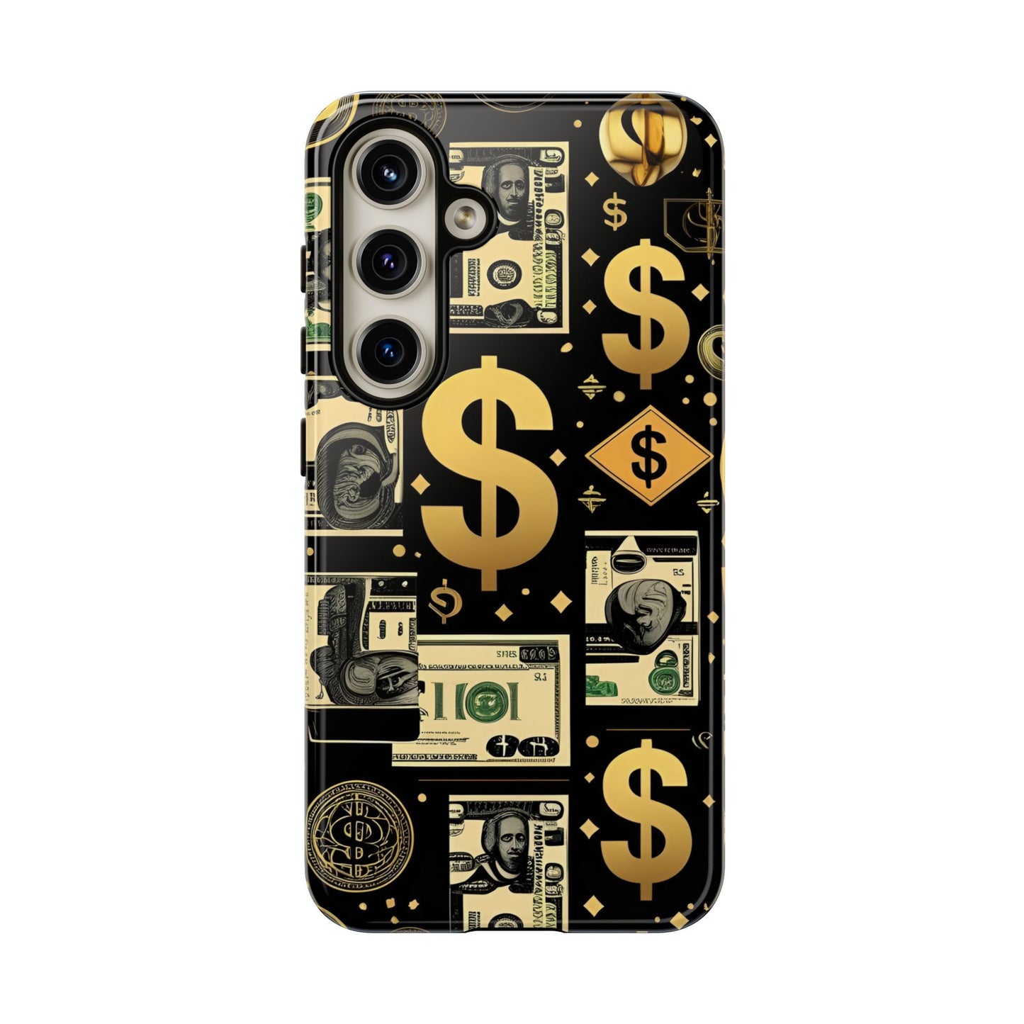 Phone Cases - Gold and Black Dollar Pattern for Luxury Streetwear Enthusiasts