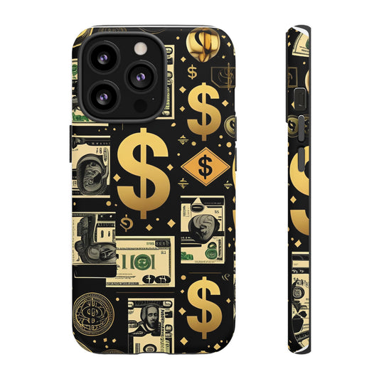 Phone Cases - Gold and Black Dollar Pattern for Luxury Streetwear Enthusiasts