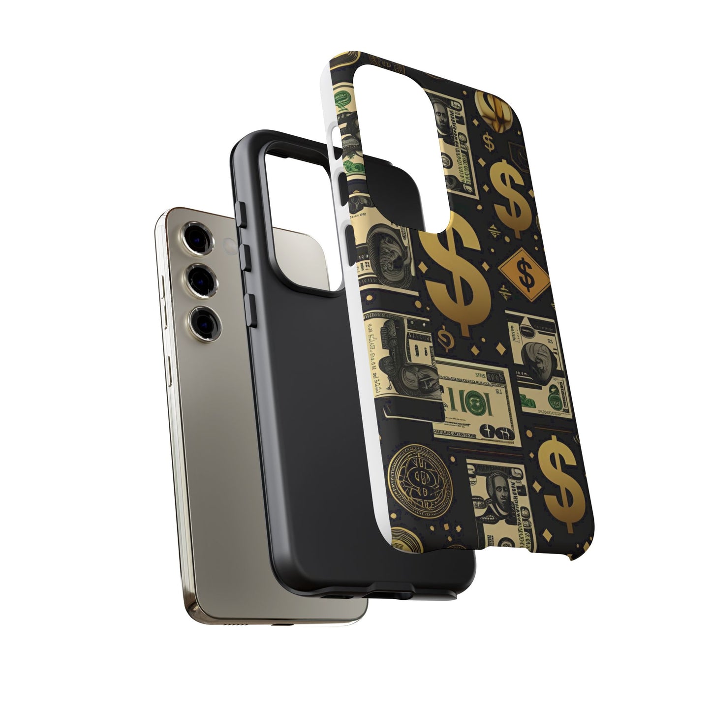Phone Cases - Gold and Black Dollar Pattern for Luxury Streetwear Enthusiasts