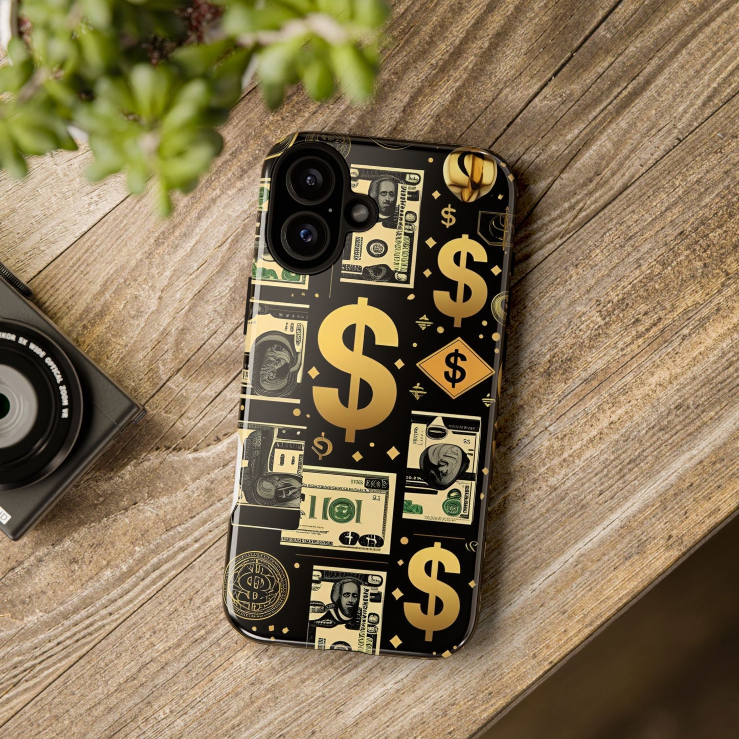 Phone Cases - Gold and Black Dollar Pattern for Luxury Streetwear Enthusiasts
