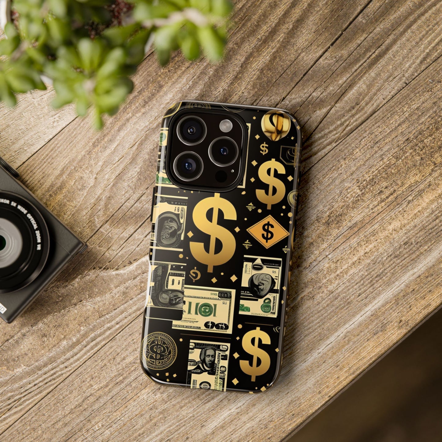 Phone Cases - Gold and Black Dollar Pattern for Luxury Streetwear Enthusiasts