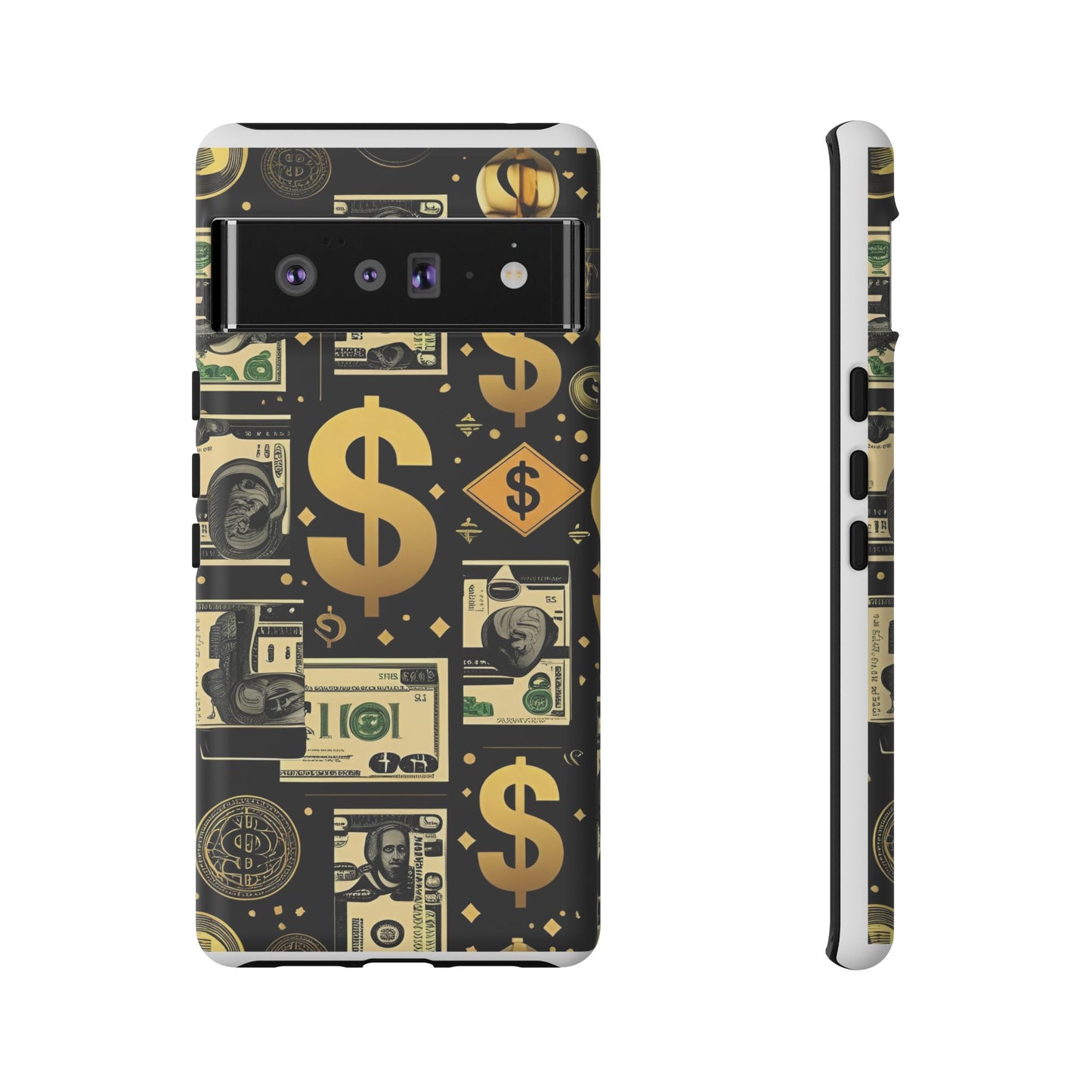 Phone Cases - Gold and Black Dollar Pattern for Luxury Streetwear Enthusiasts