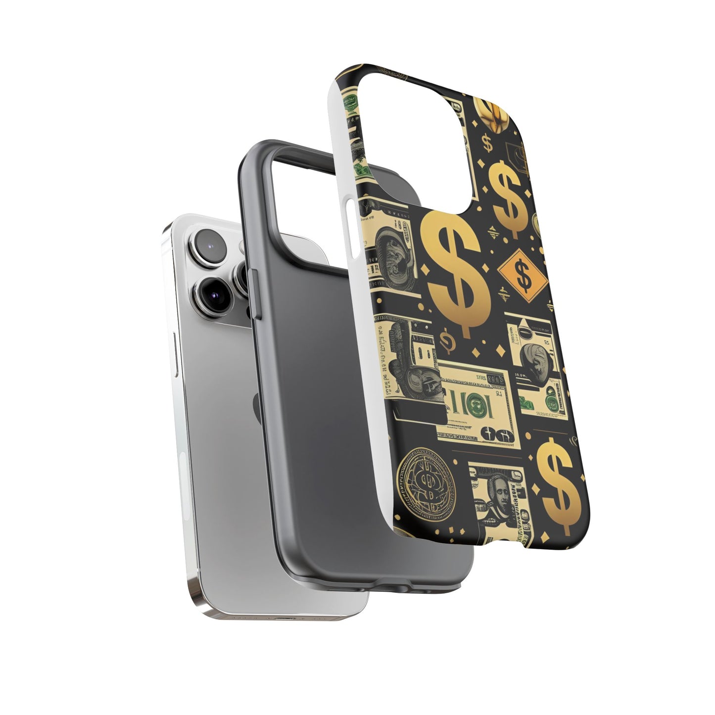 Phone Cases - Gold and Black Dollar Pattern for Luxury Streetwear Enthusiasts