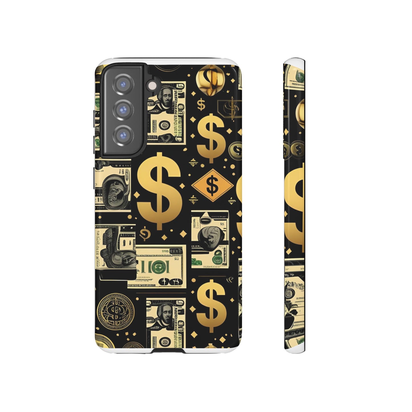 Phone Cases - Gold and Black Dollar Pattern for Luxury Streetwear Enthusiasts