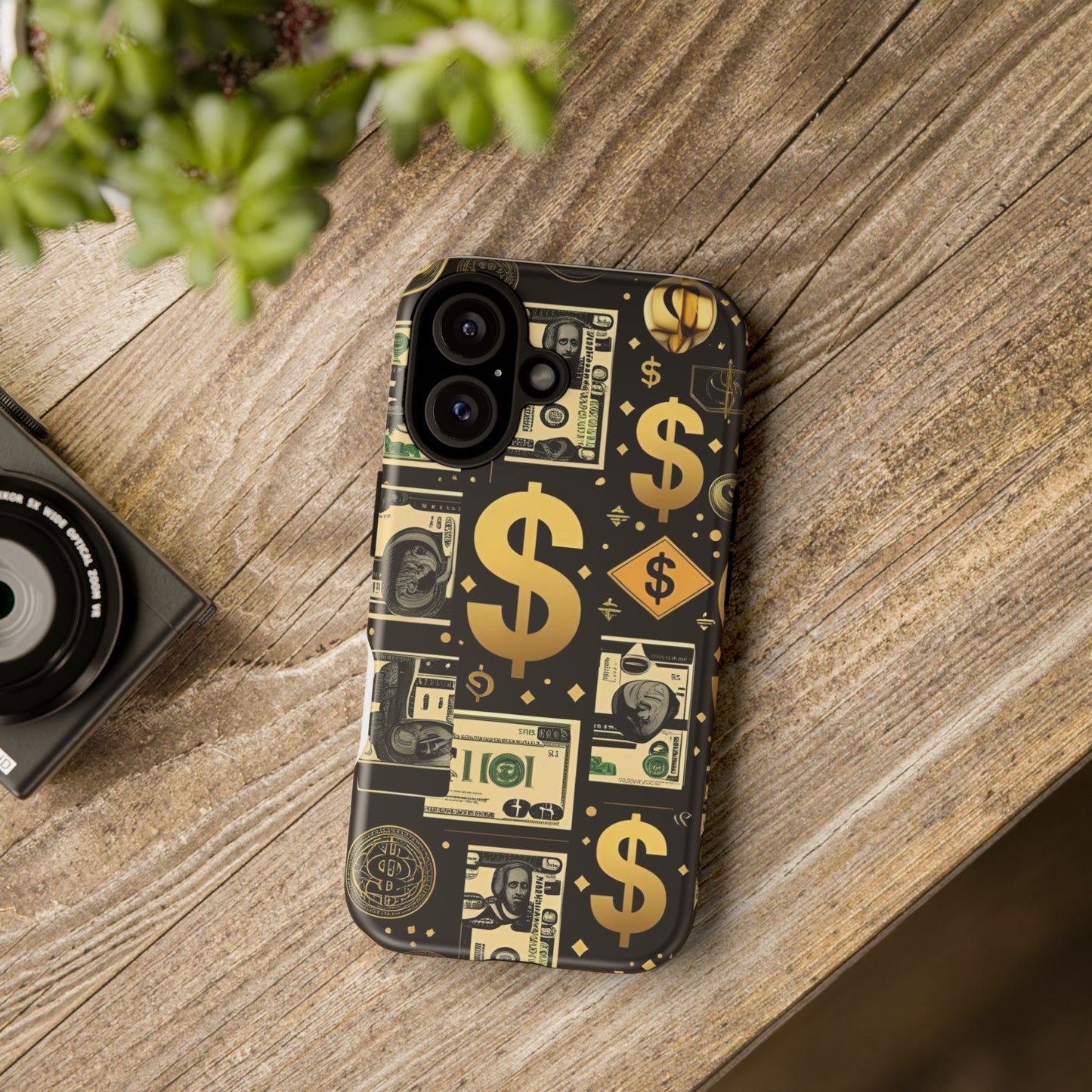 Phone Cases - Gold and Black Dollar Pattern for Luxury Streetwear Enthusiasts