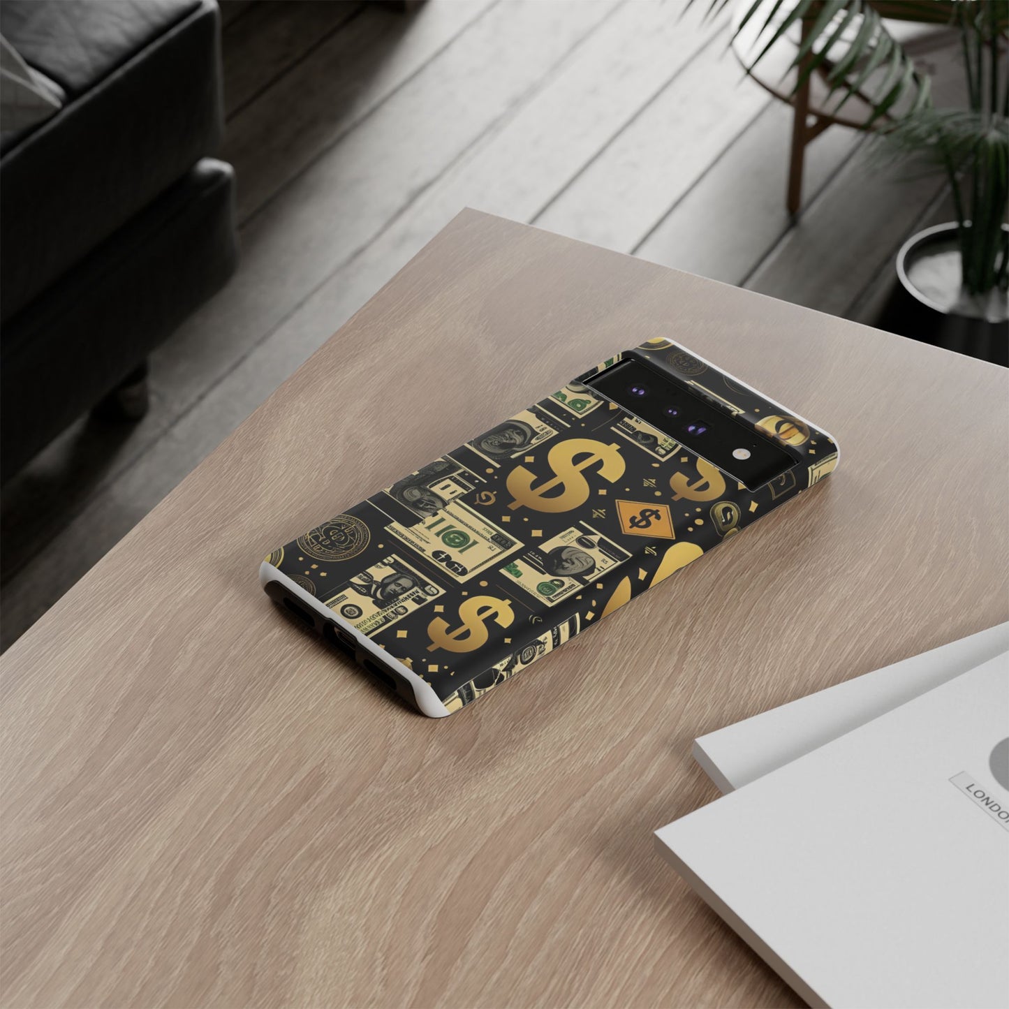 Phone Cases - Gold and Black Dollar Pattern for Luxury Streetwear Enthusiasts