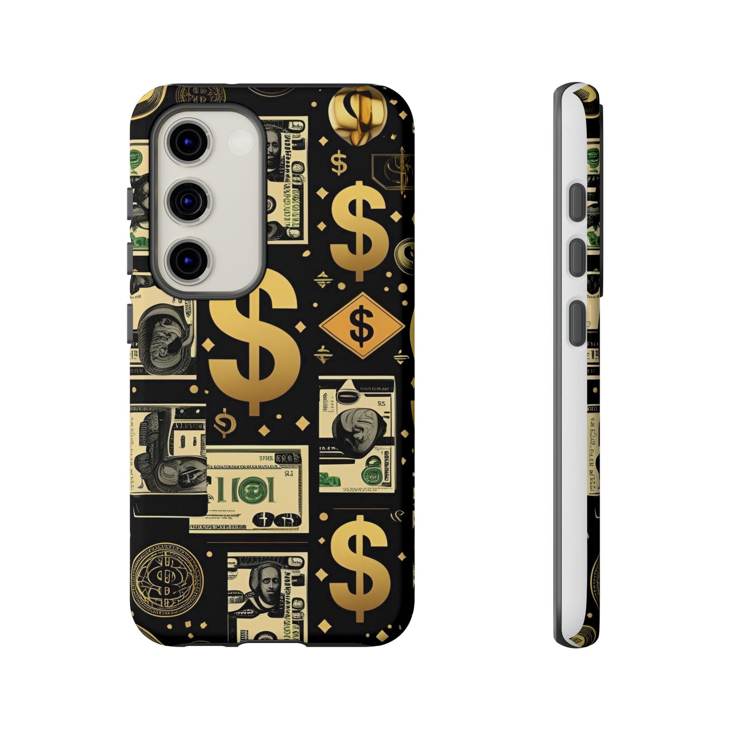 Phone Cases - Gold and Black Dollar Pattern for Luxury Streetwear Enthusiasts