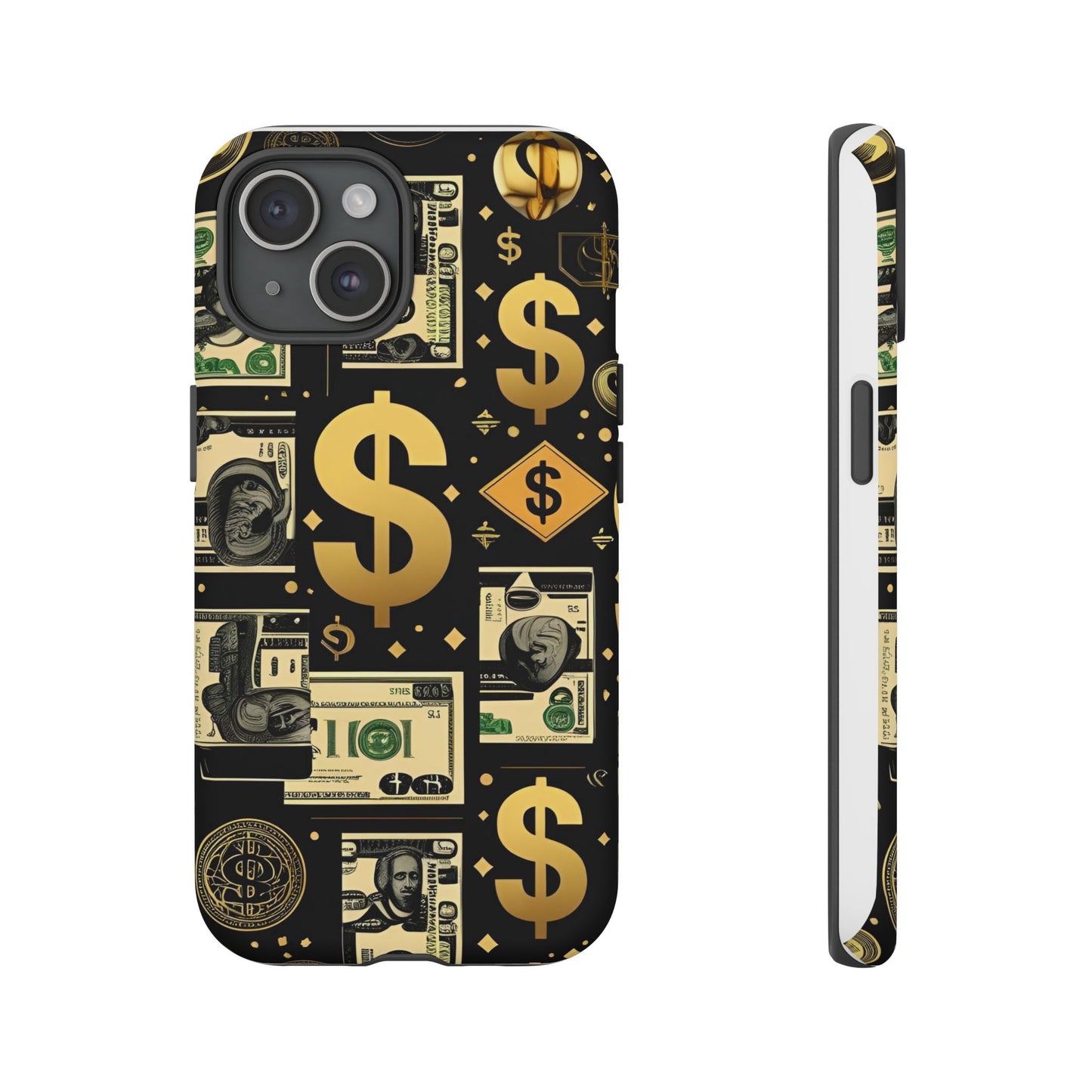 Phone Cases - Gold and Black Dollar Pattern for Luxury Streetwear Enthusiasts