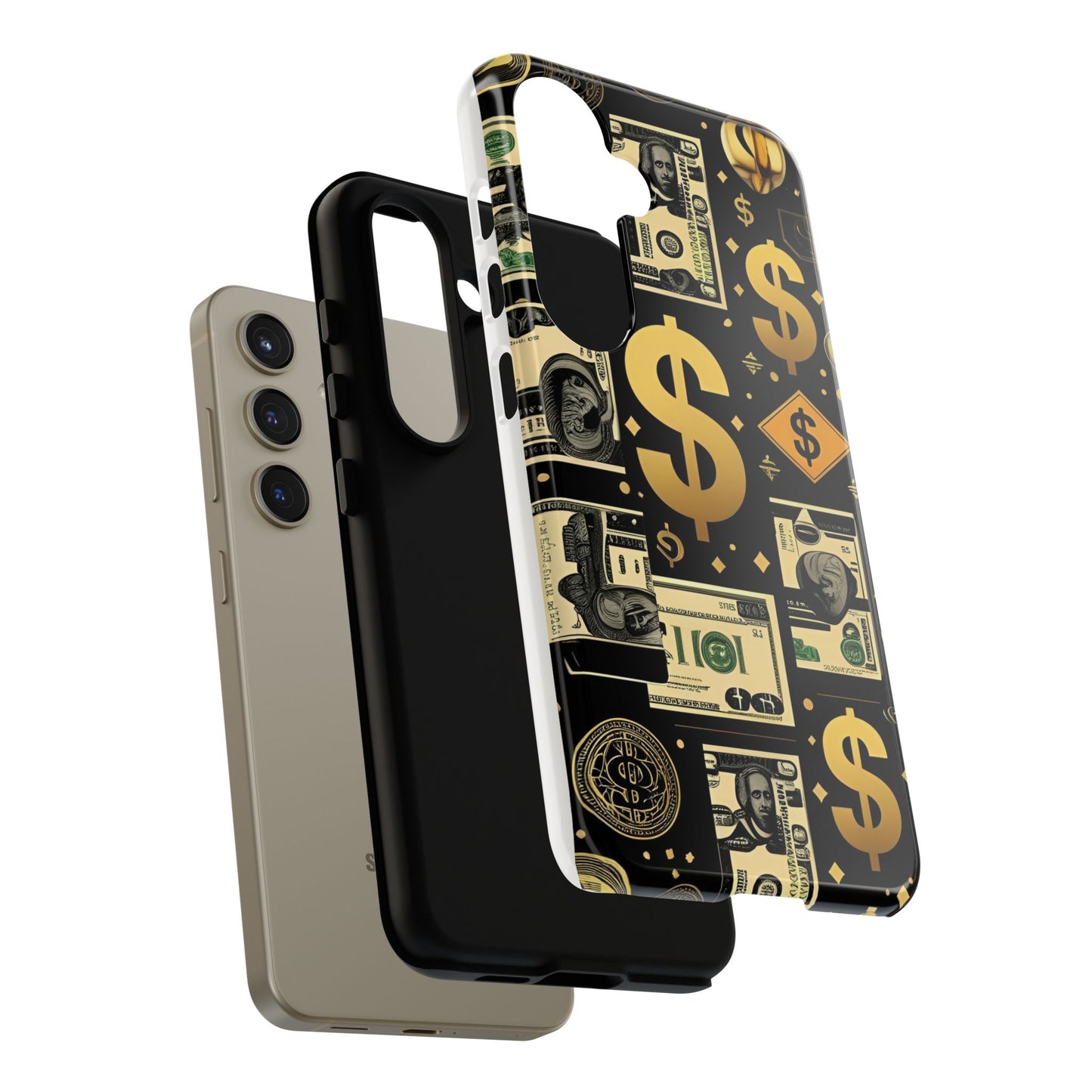 Phone Cases - Gold and Black Dollar Pattern for Luxury Streetwear Enthusiasts