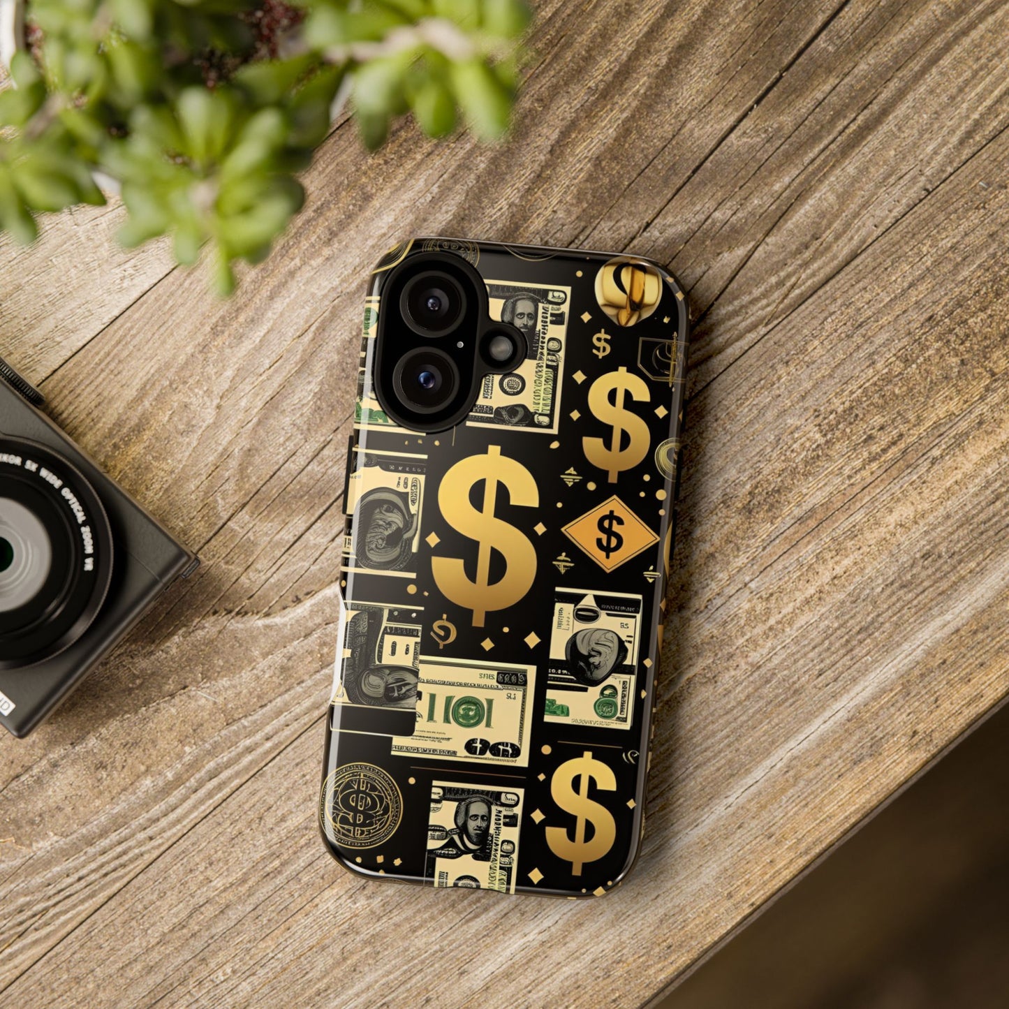 Phone Cases - Gold and Black Dollar Pattern for Luxury Streetwear Enthusiasts