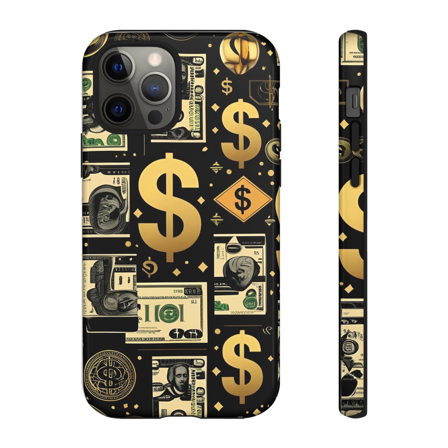 Phone Cases - Gold and Black Dollar Pattern for Luxury Streetwear Enthusiasts
