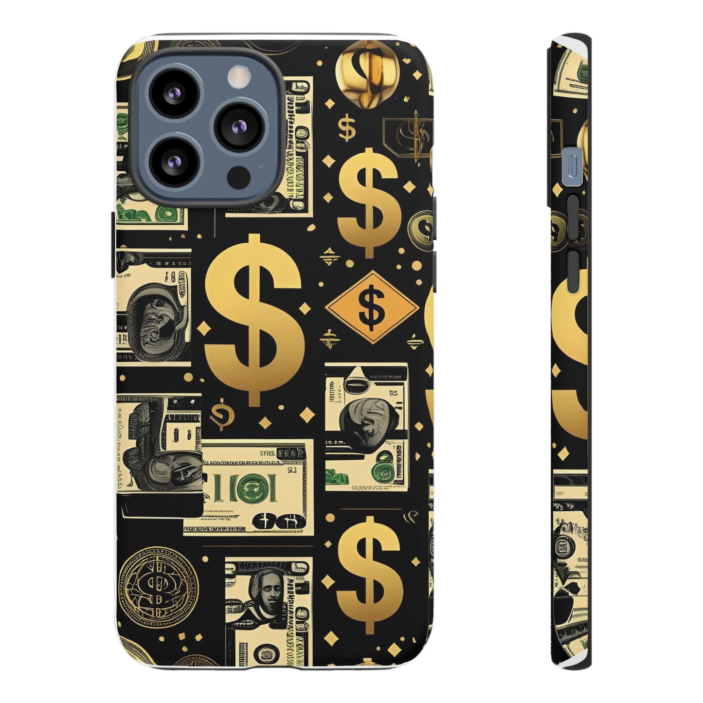 Phone Cases - Gold and Black Dollar Pattern for Luxury Streetwear Enthusiasts