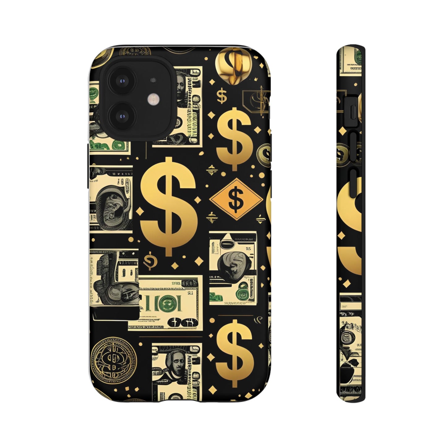 Phone Cases - Gold and Black Dollar Pattern for Luxury Streetwear Enthusiasts