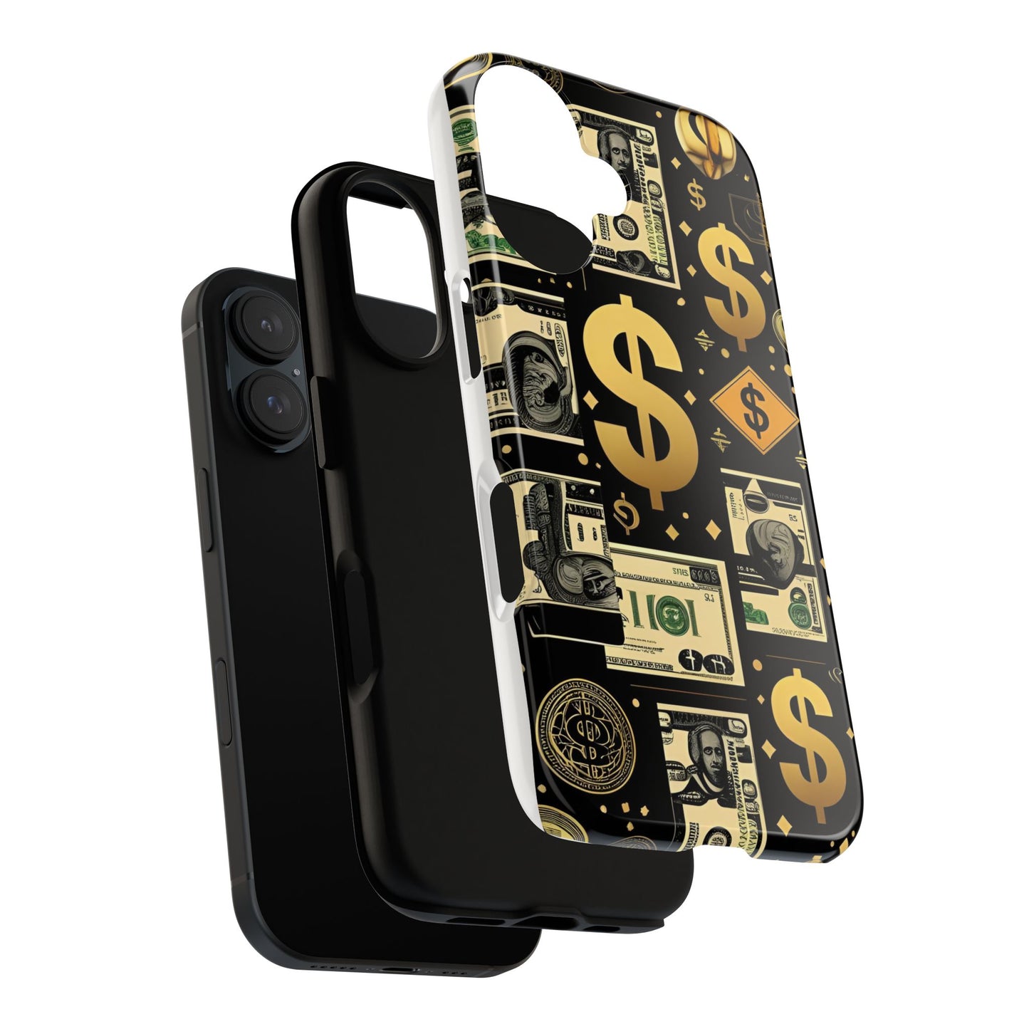 Phone Cases - Gold and Black Dollar Pattern for Luxury Streetwear Enthusiasts