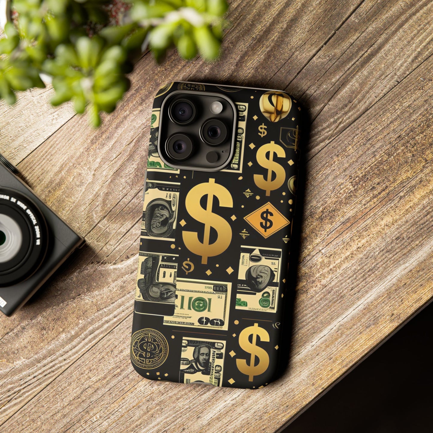 Phone Cases - Gold and Black Dollar Pattern for Luxury Streetwear Enthusiasts
