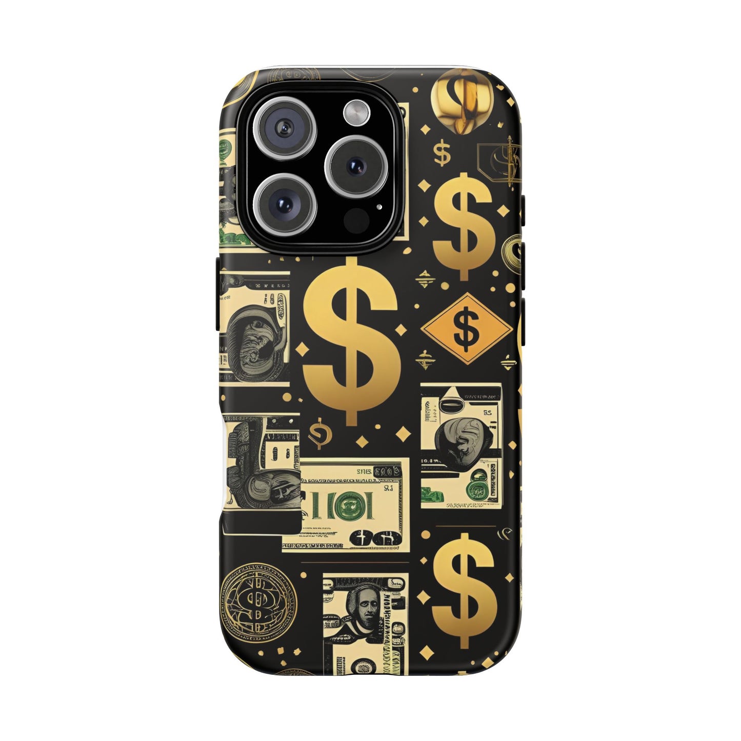 Phone Cases - Gold and Black Dollar Pattern for Luxury Streetwear Enthusiasts