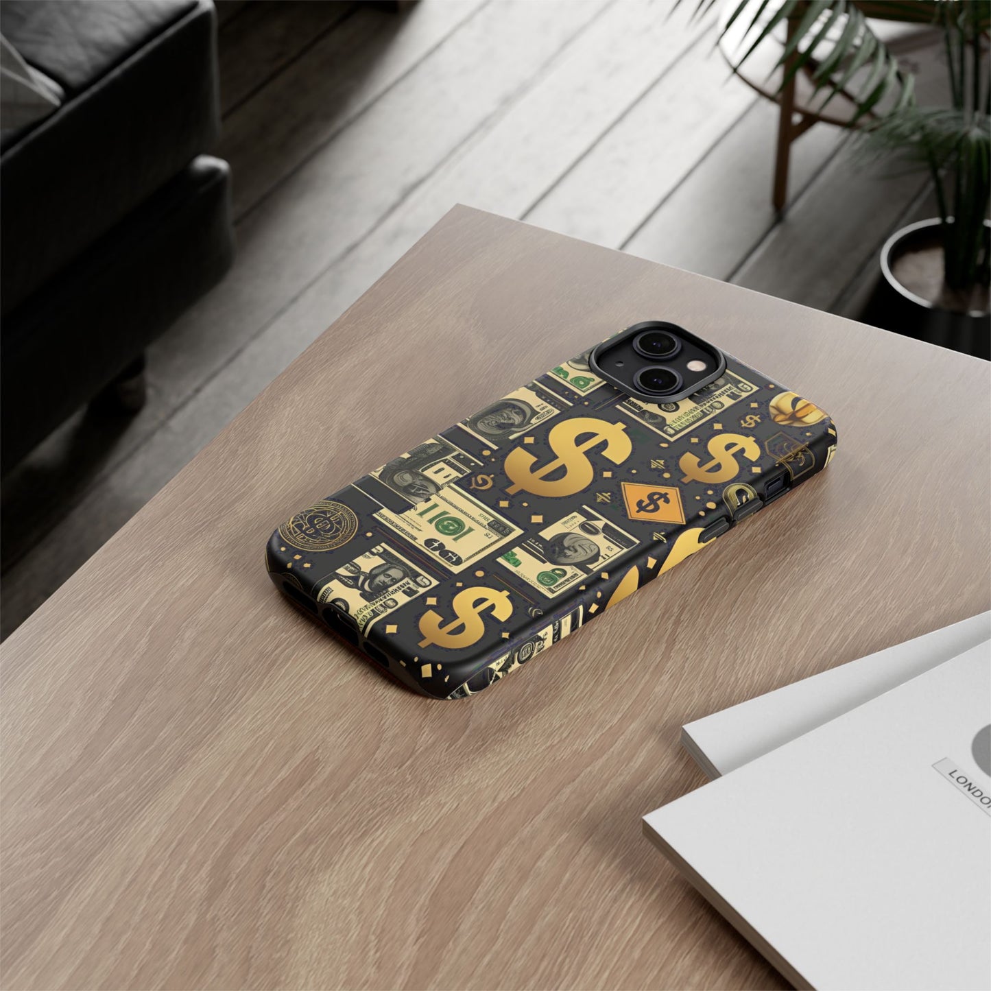 Phone Cases - Gold and Black Dollar Pattern for Luxury Streetwear Enthusiasts