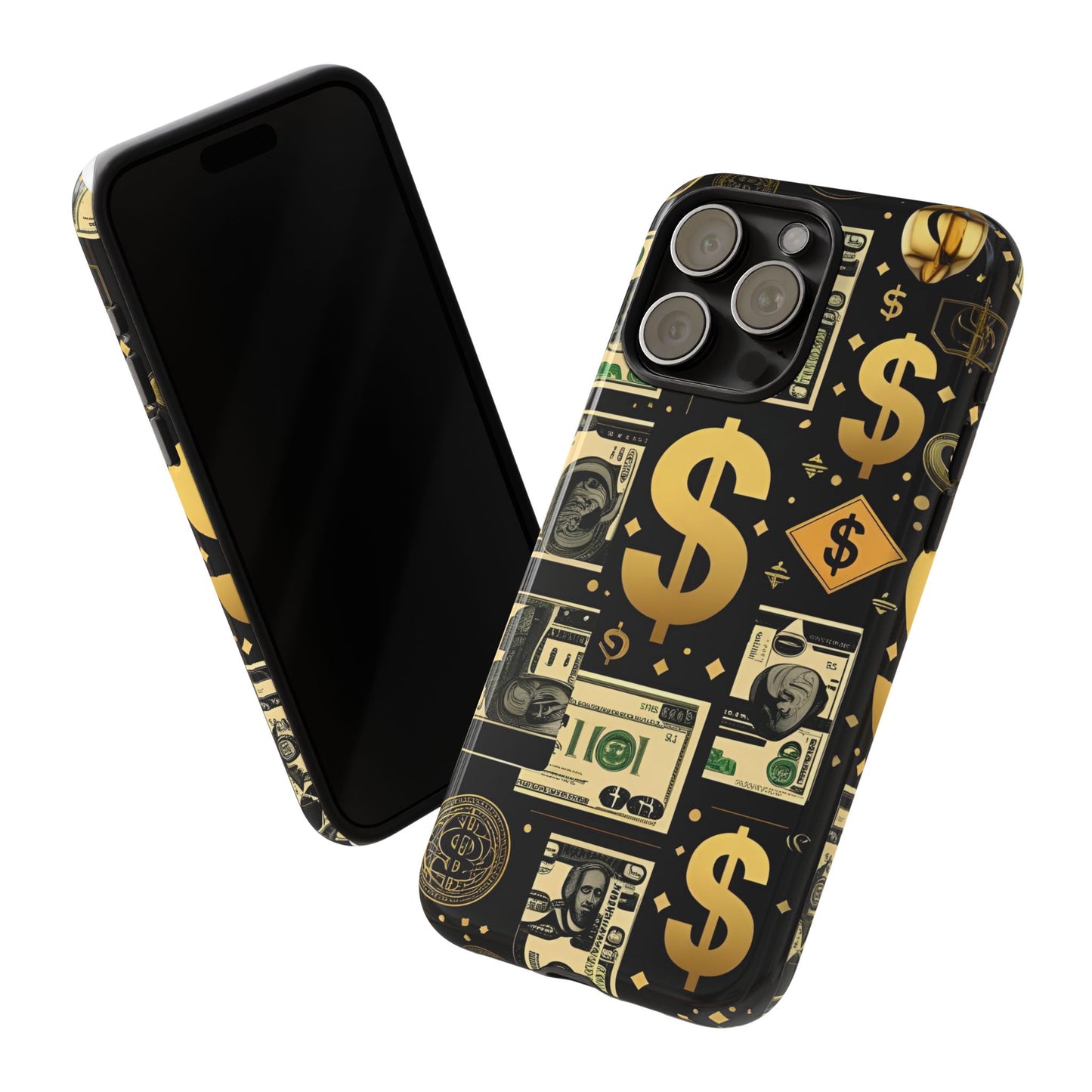 Phone Cases - Gold and Black Dollar Pattern for Luxury Streetwear Enthusiasts