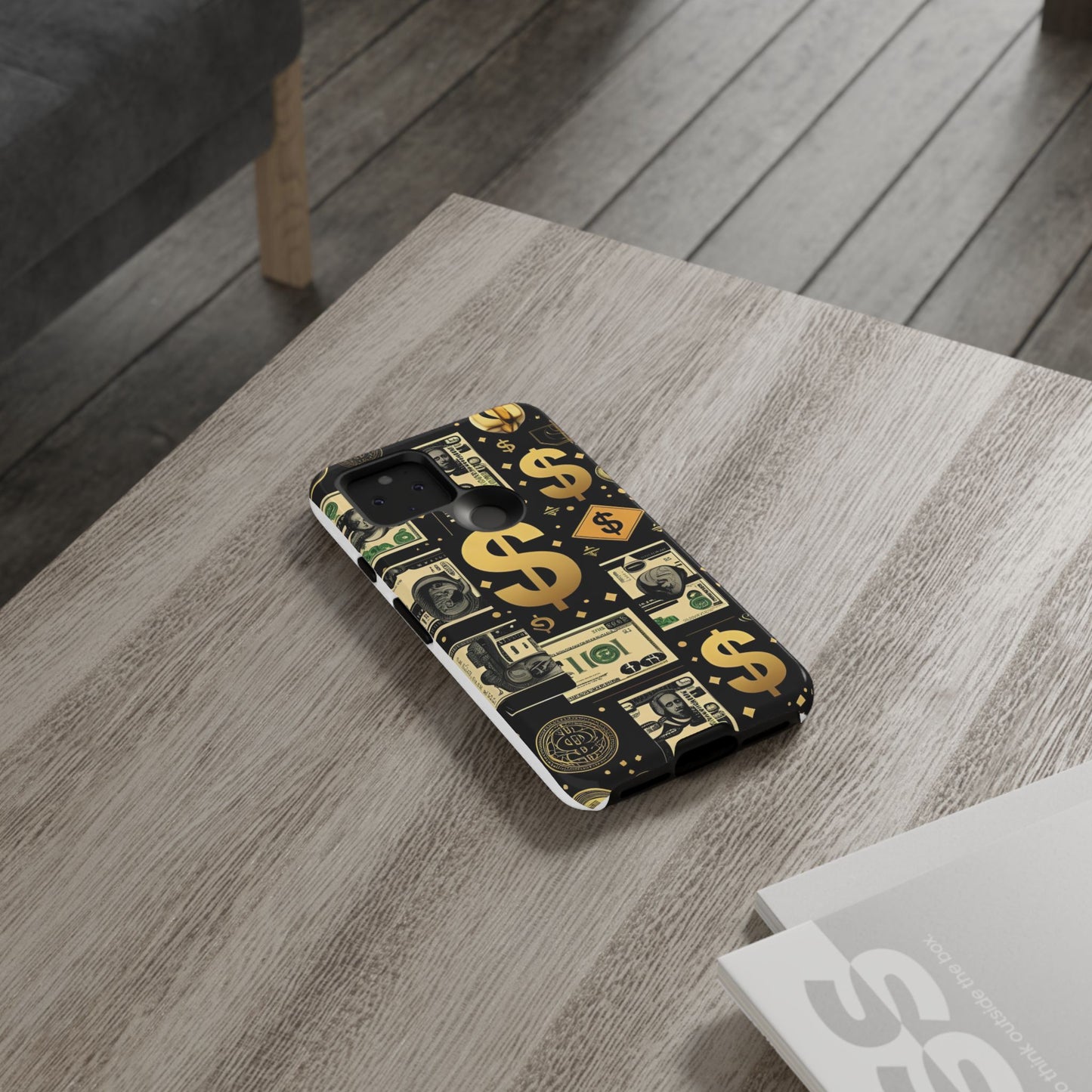Phone Cases - Gold and Black Dollar Pattern for Luxury Streetwear Enthusiasts