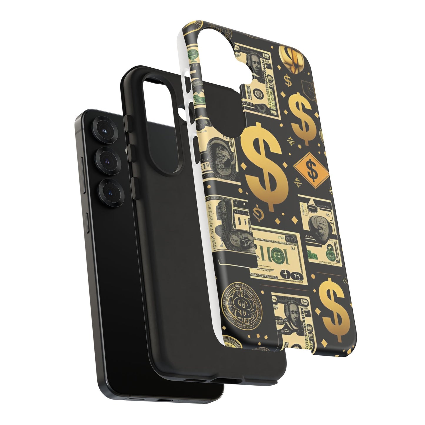 Phone Cases - Gold and Black Dollar Pattern for Luxury Streetwear Enthusiasts