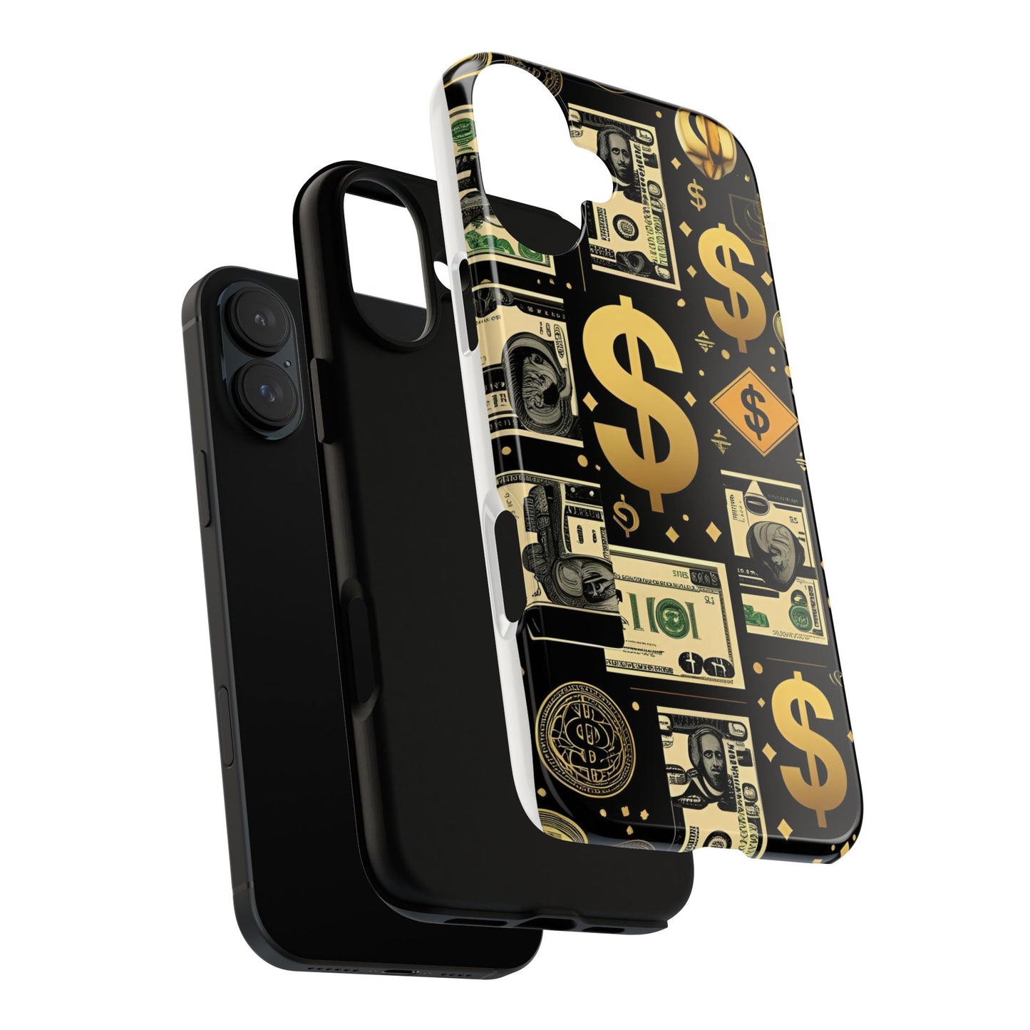 Phone Cases - Gold and Black Dollar Pattern for Luxury Streetwear Enthusiasts