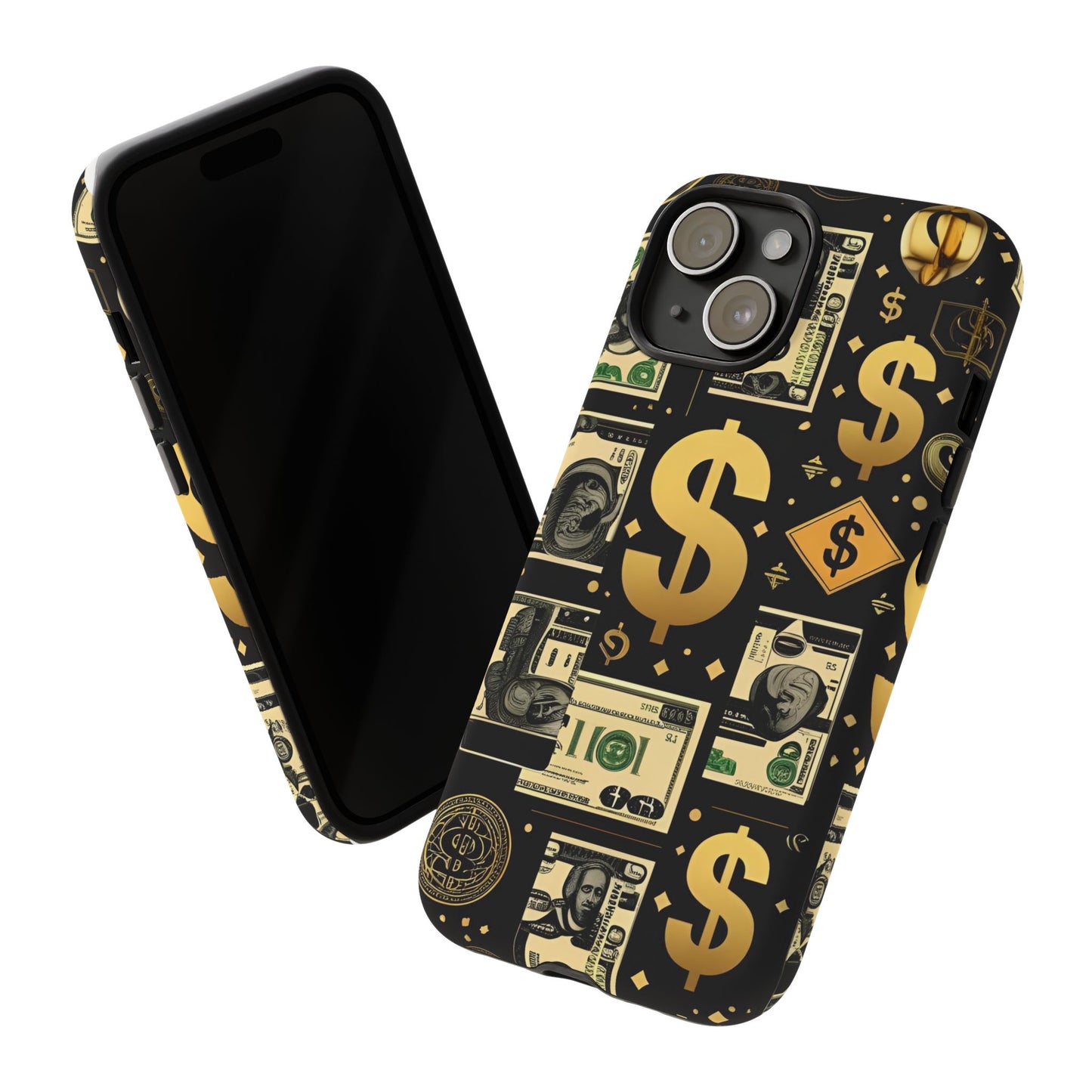 Phone Cases - Gold and Black Dollar Pattern for Luxury Streetwear Enthusiasts
