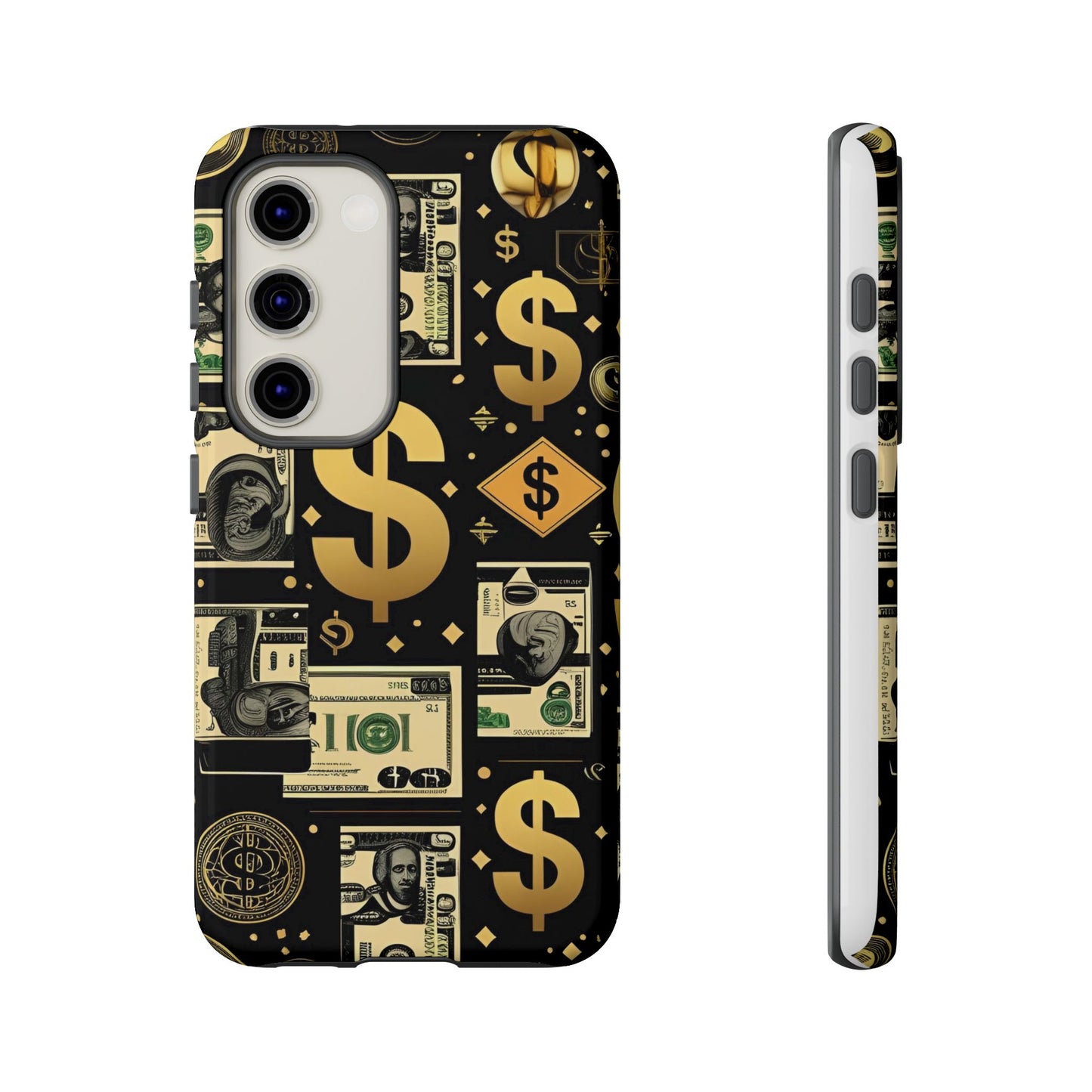 Phone Cases - Gold and Black Dollar Pattern for Luxury Streetwear Enthusiasts