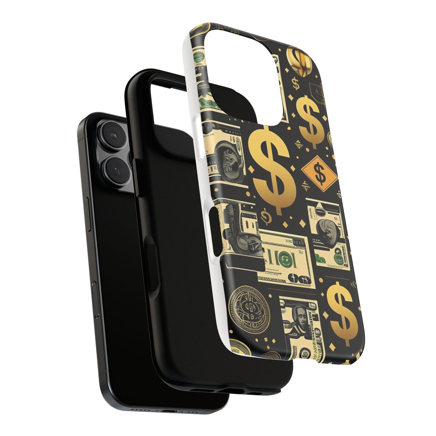 Phone Cases - Gold and Black Dollar Pattern for Luxury Streetwear Enthusiasts