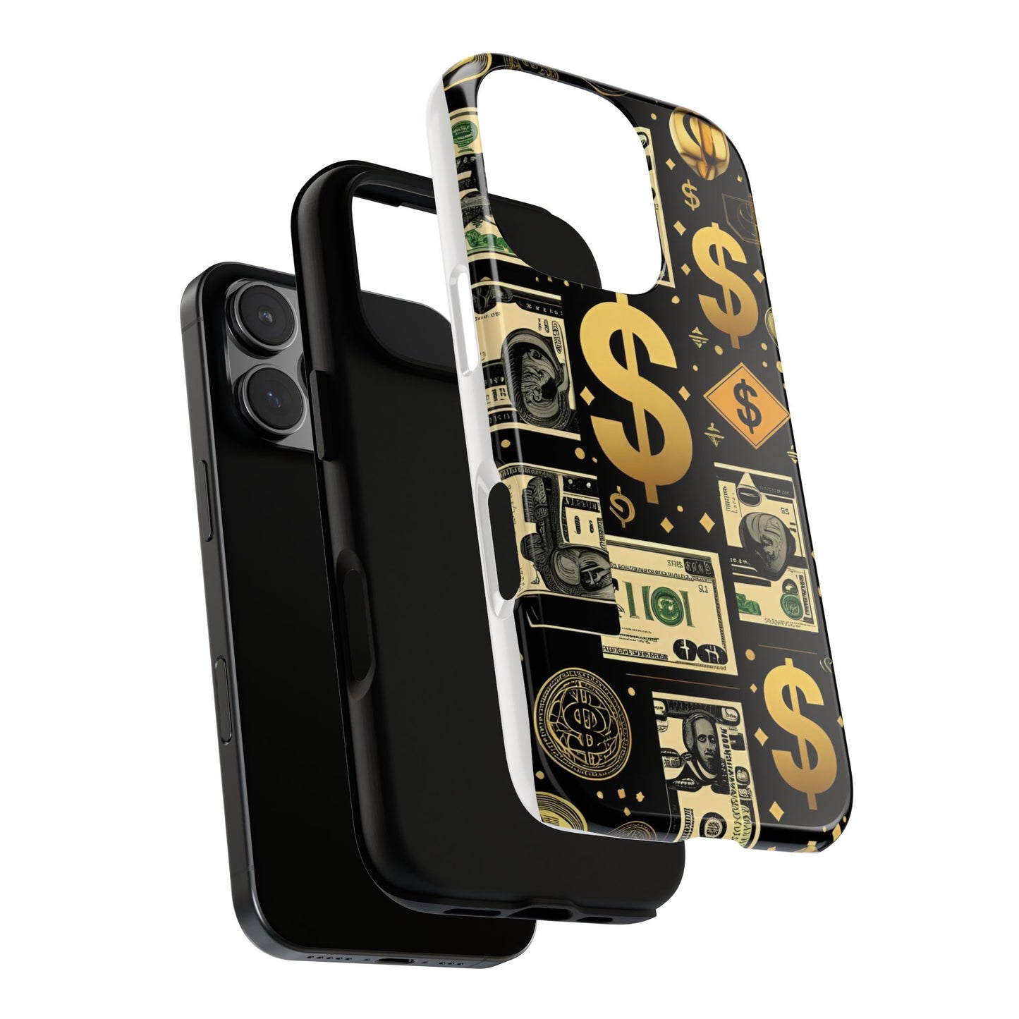 Phone Cases - Gold and Black Dollar Pattern for Luxury Streetwear Enthusiasts