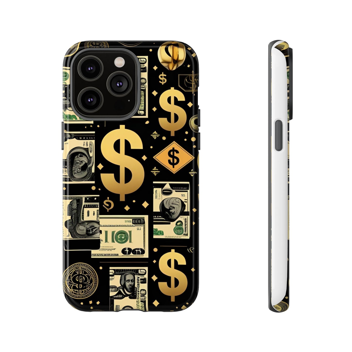 Phone Cases - Gold and Black Dollar Pattern for Luxury Streetwear Enthusiasts