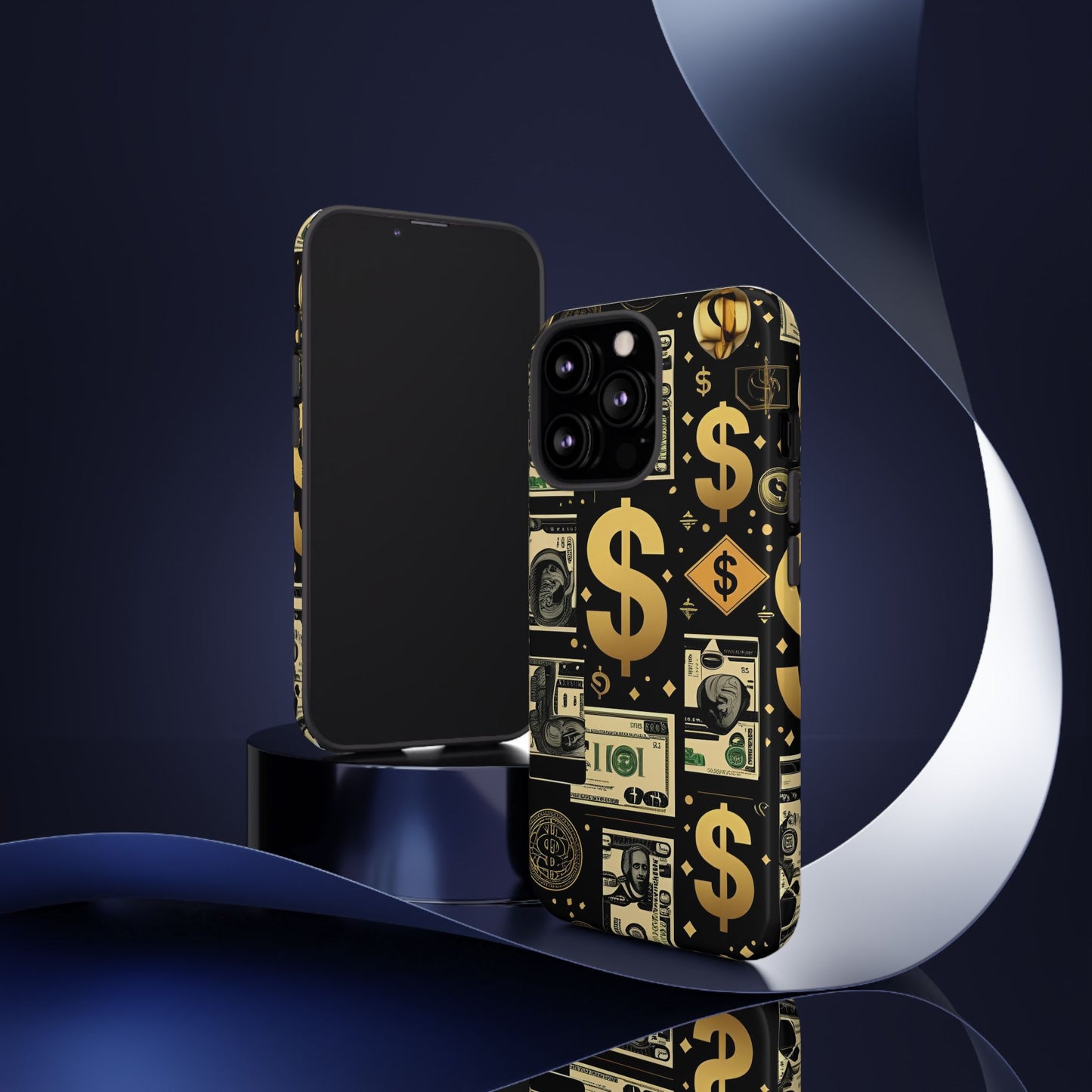 Phone Cases - Gold and Black Dollar Pattern for Luxury Streetwear Enthusiasts