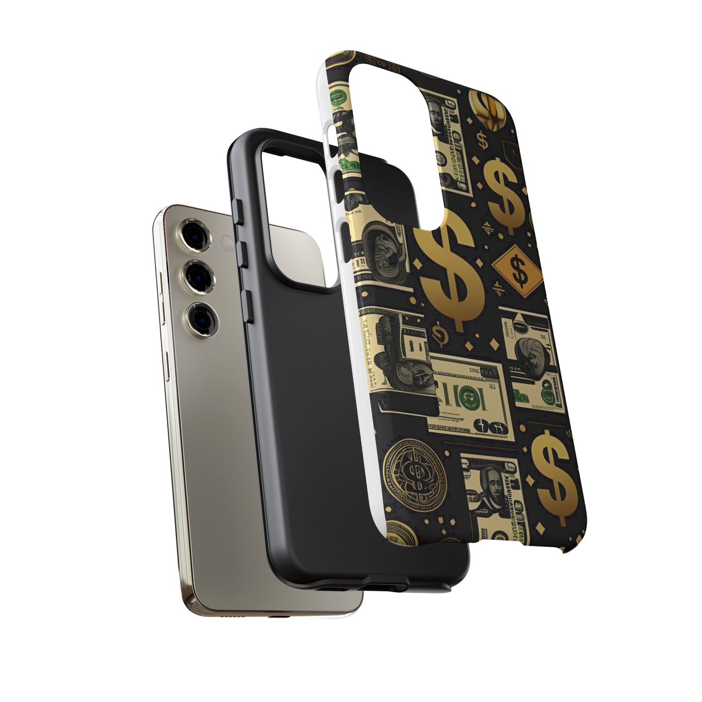 Phone Cases - Gold and Black Dollar Pattern for Luxury Streetwear Enthusiasts