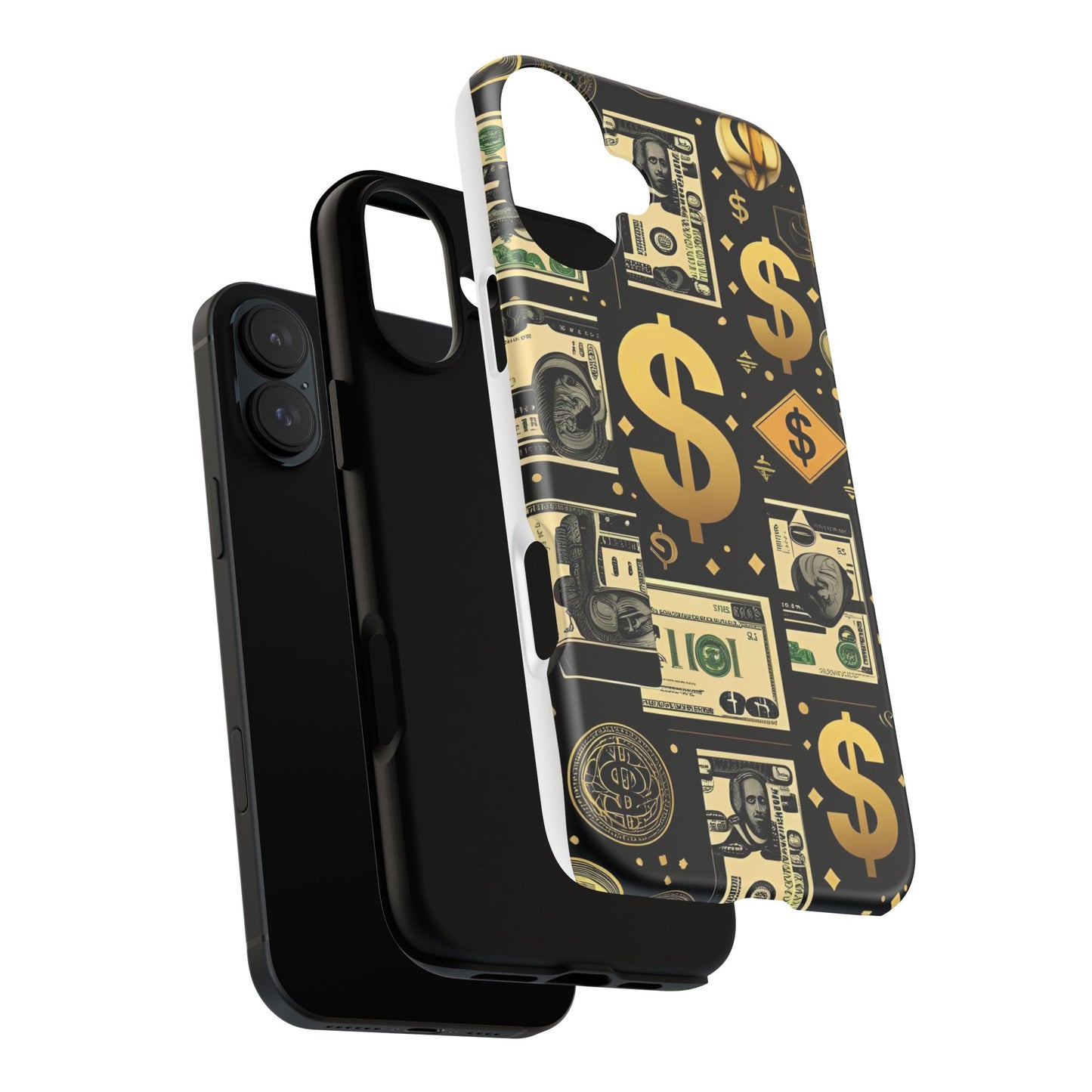 Phone Cases - Gold and Black Dollar Pattern for Luxury Streetwear Enthusiasts