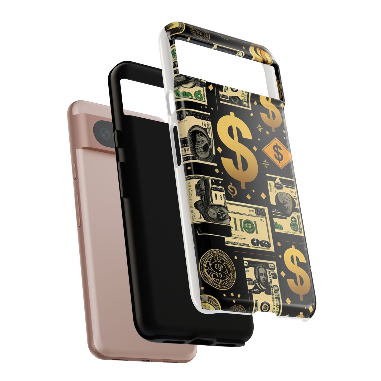 Phone Cases - Gold and Black Dollar Pattern for Luxury Streetwear Enthusiasts