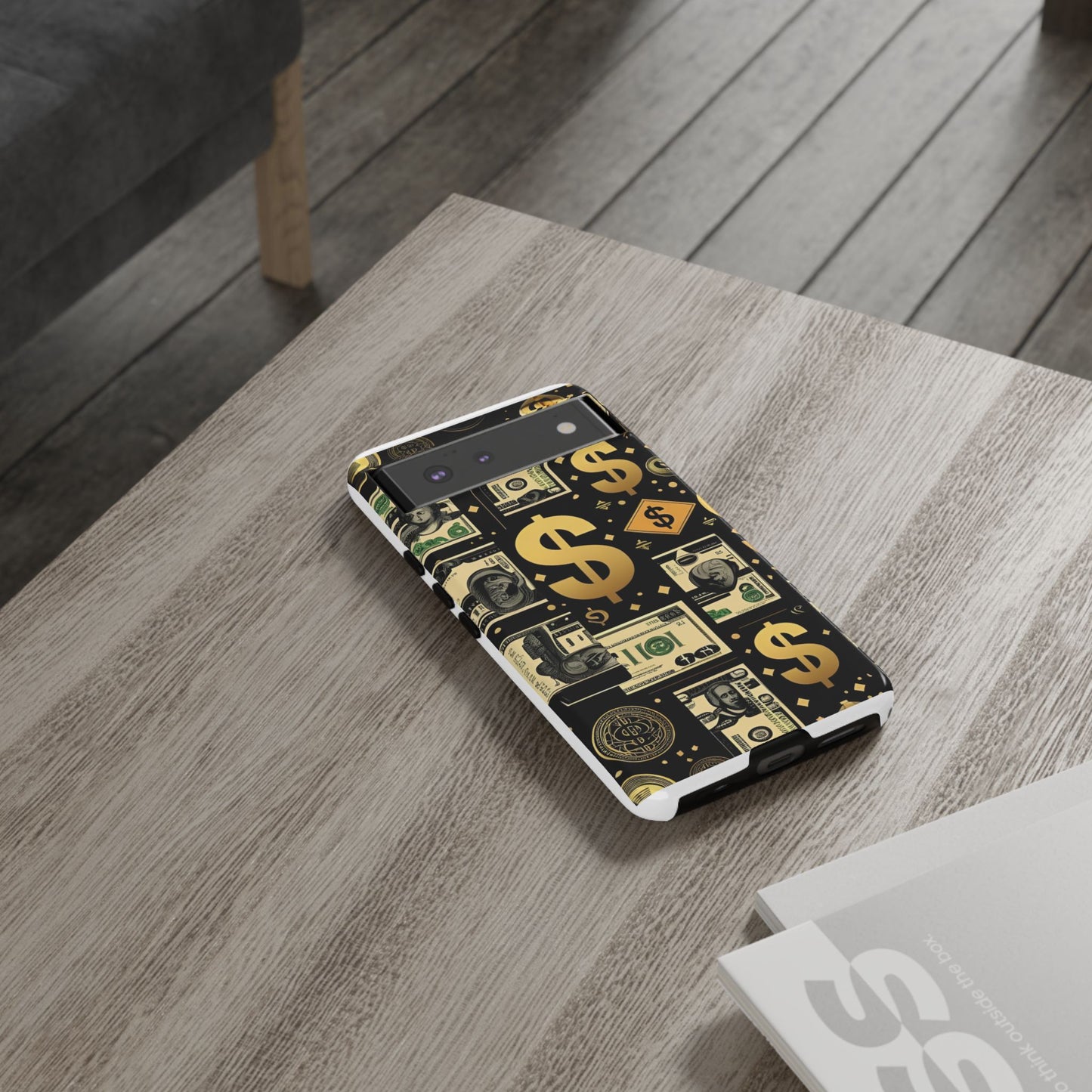 Phone Cases - Gold and Black Dollar Pattern for Luxury Streetwear Enthusiasts
