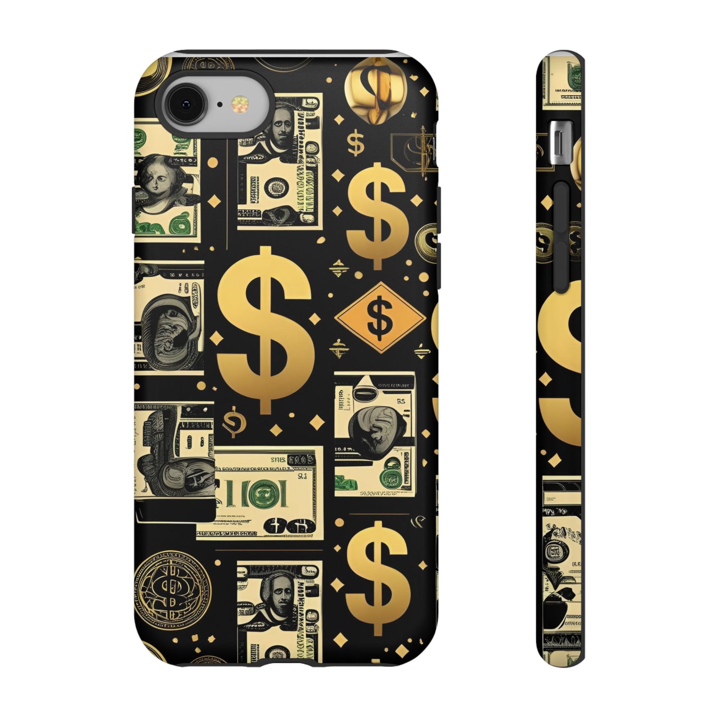 Phone Cases - Gold and Black Dollar Pattern for Luxury Streetwear Enthusiasts