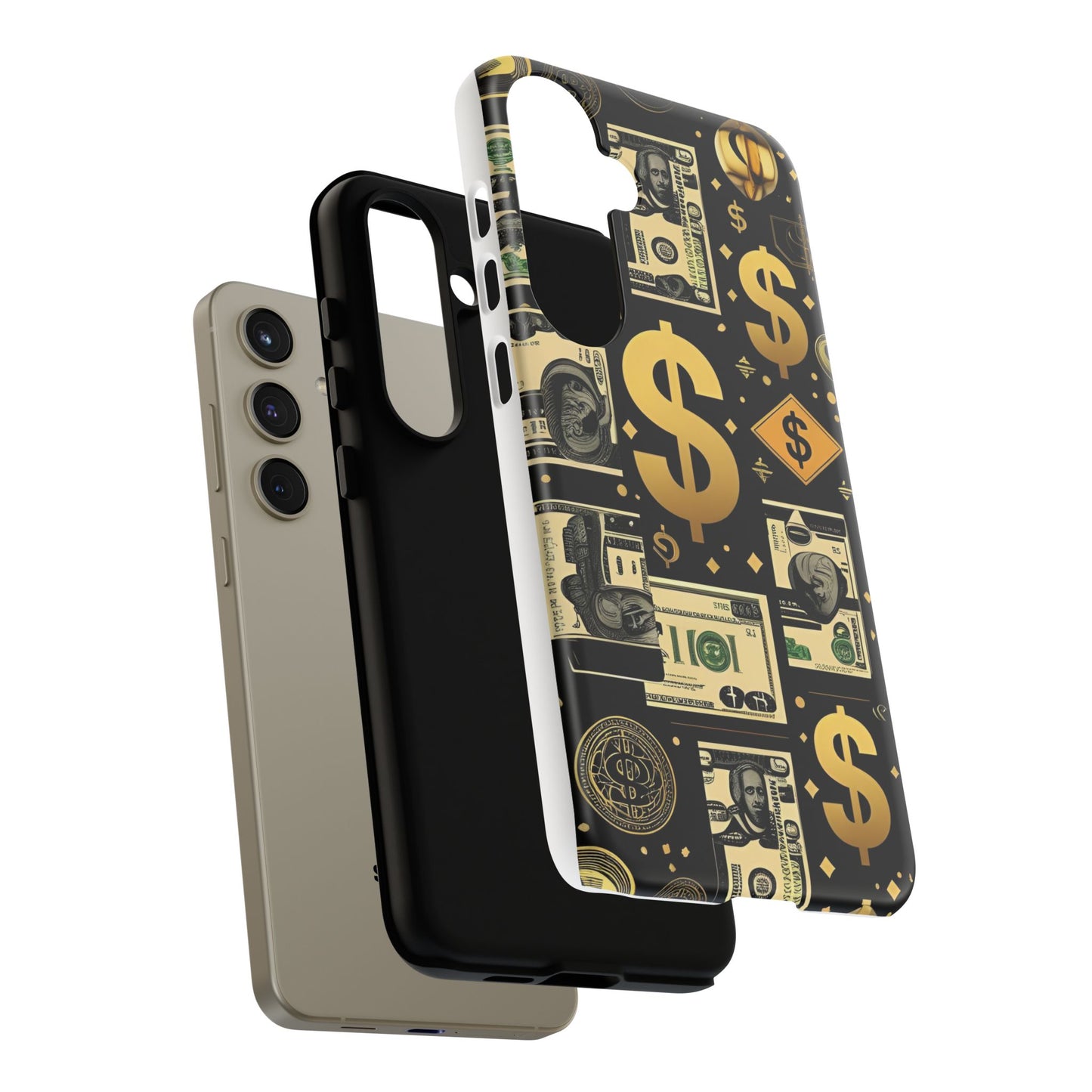 Phone Cases - Gold and Black Dollar Pattern for Luxury Streetwear Enthusiasts