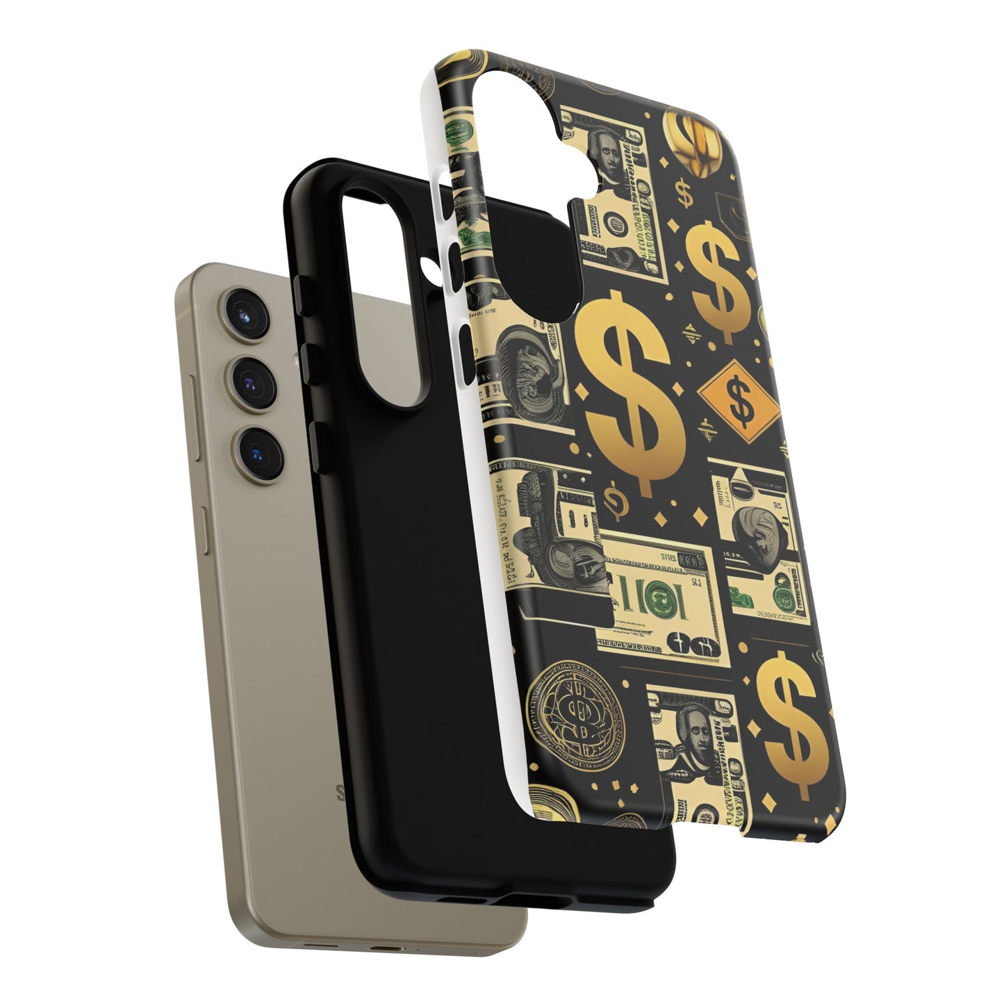 Phone Cases - Gold and Black Dollar Pattern for Luxury Streetwear Enthusiasts