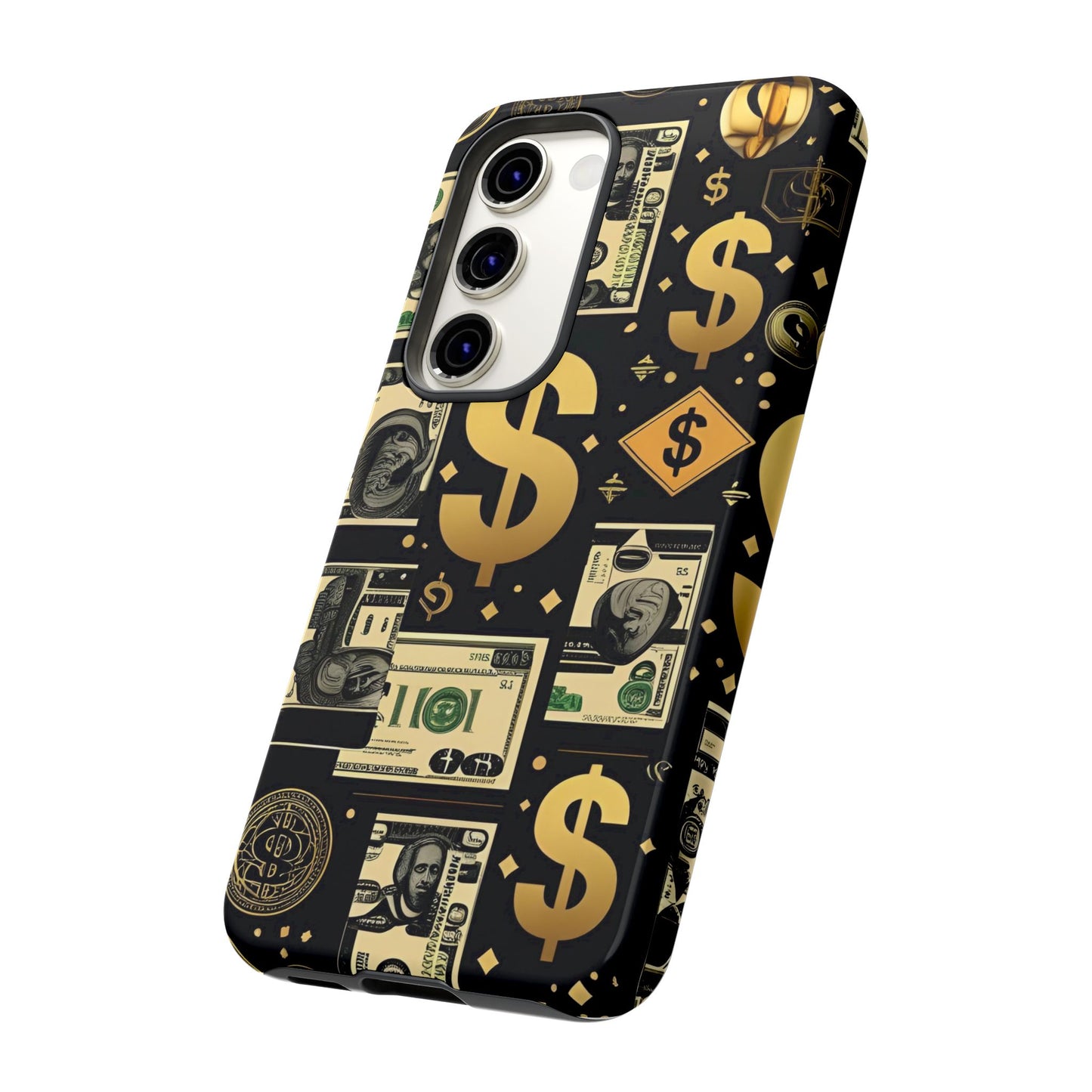 Phone Cases - Gold and Black Dollar Pattern for Luxury Streetwear Enthusiasts