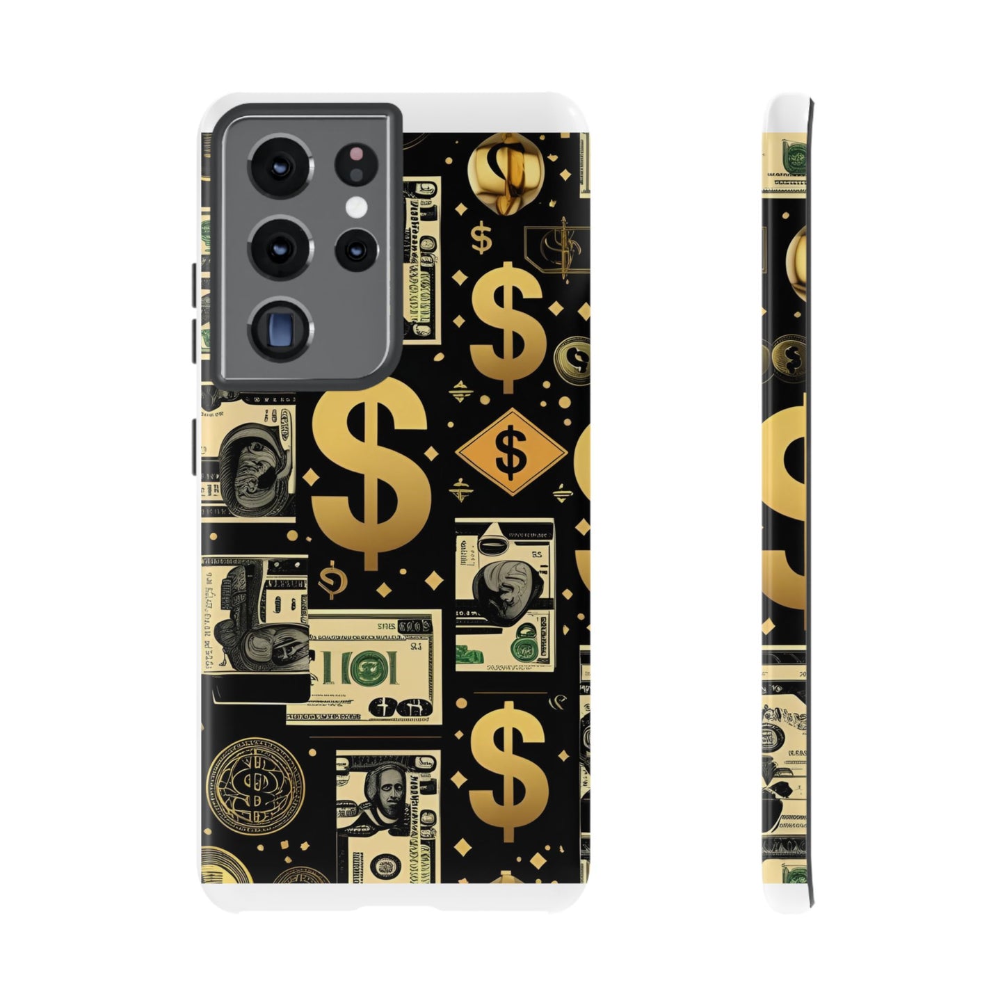 Phone Cases - Gold and Black Dollar Pattern for Luxury Streetwear Enthusiasts