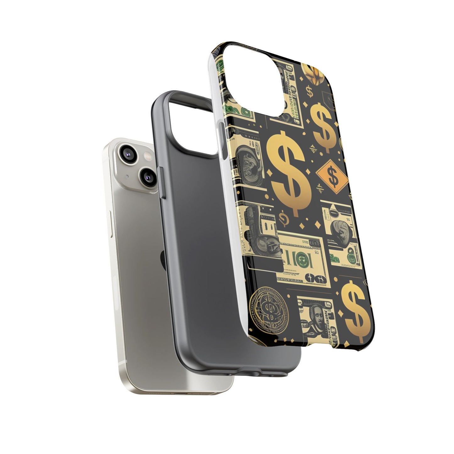 Phone Cases - Gold and Black Dollar Pattern for Luxury Streetwear Enthusiasts