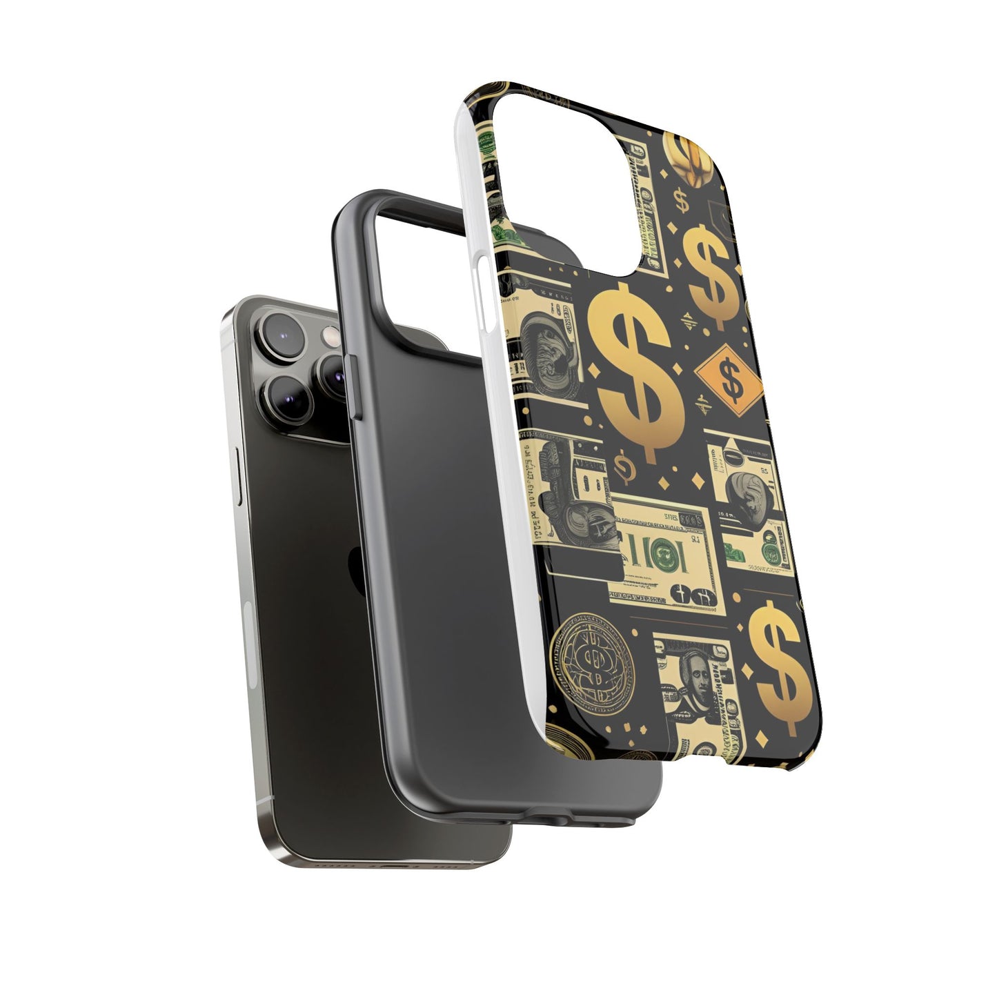 Phone Cases - Gold and Black Dollar Pattern for Luxury Streetwear Enthusiasts