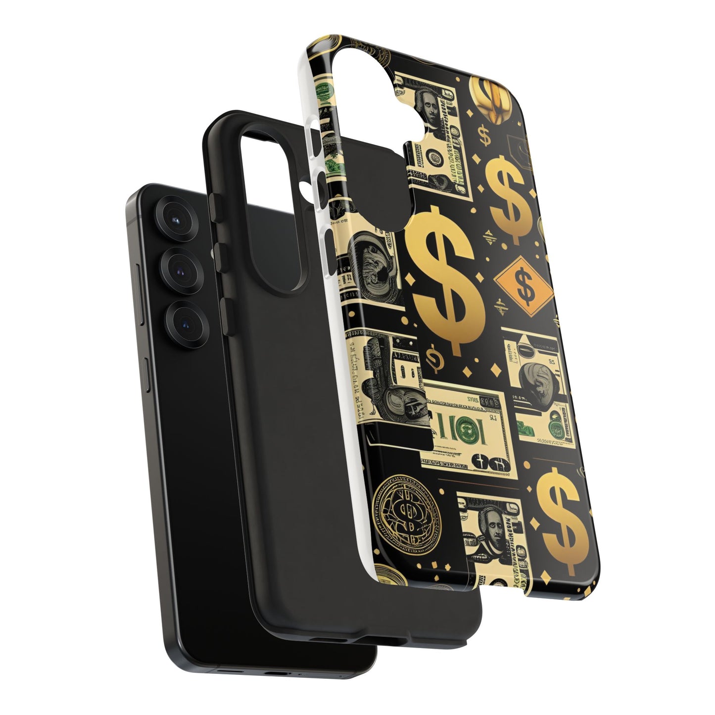 Phone Cases - Gold and Black Dollar Pattern for Luxury Streetwear Enthusiasts