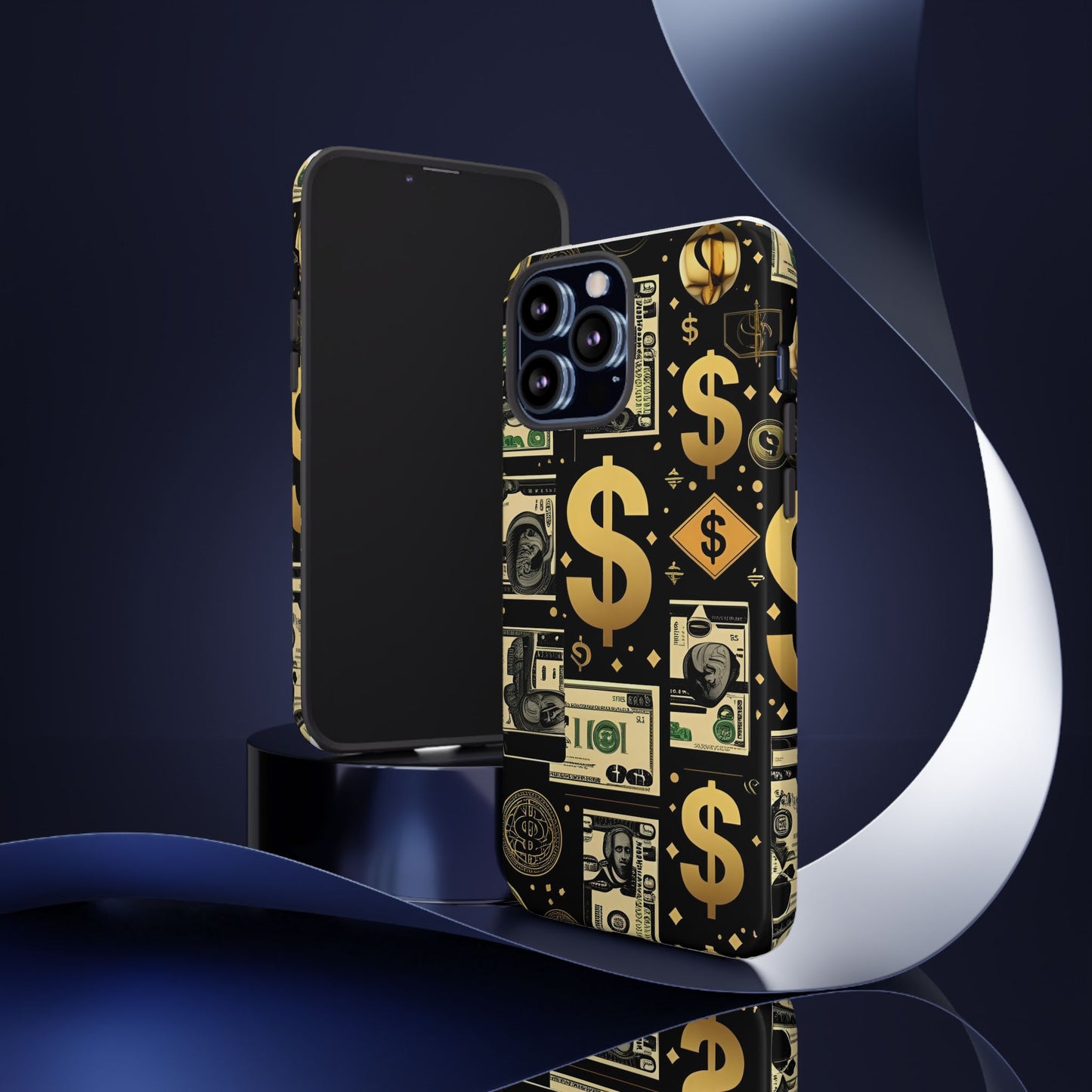 Phone Cases - Gold and Black Dollar Pattern for Luxury Streetwear Enthusiasts