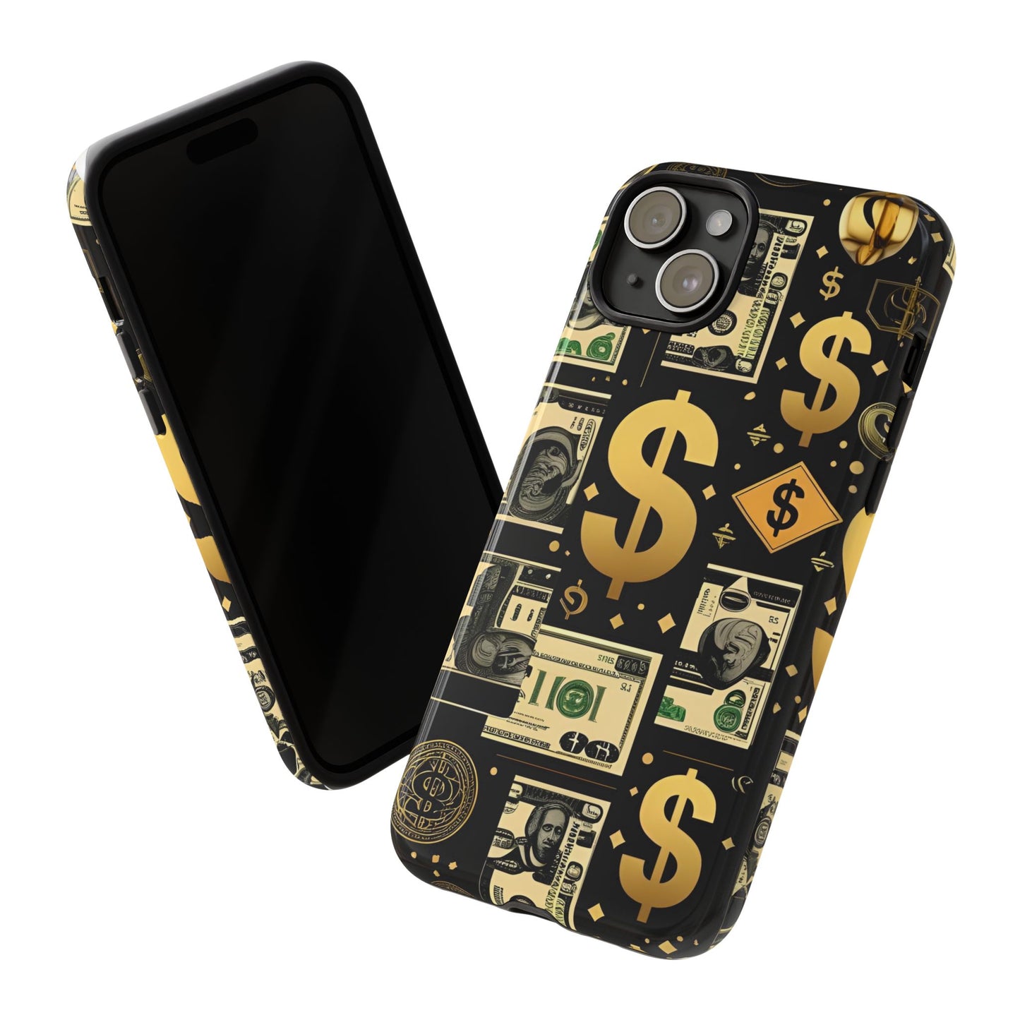 Phone Cases - Gold and Black Dollar Pattern for Luxury Streetwear Enthusiasts