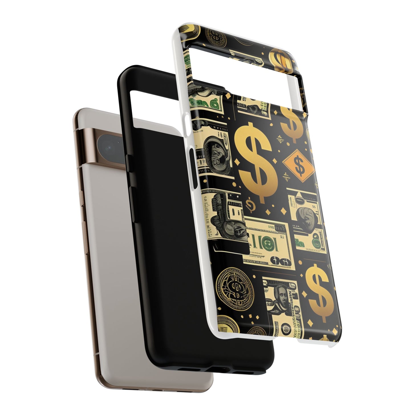 Phone Cases - Gold and Black Dollar Pattern for Luxury Streetwear Enthusiasts